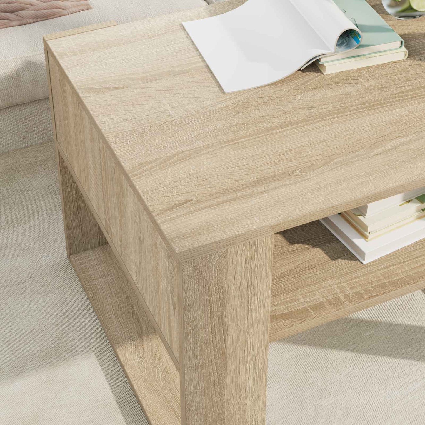 Kaffebord med lagring Sonoma eik 66 x 53 x 45 cm Konstruert tre