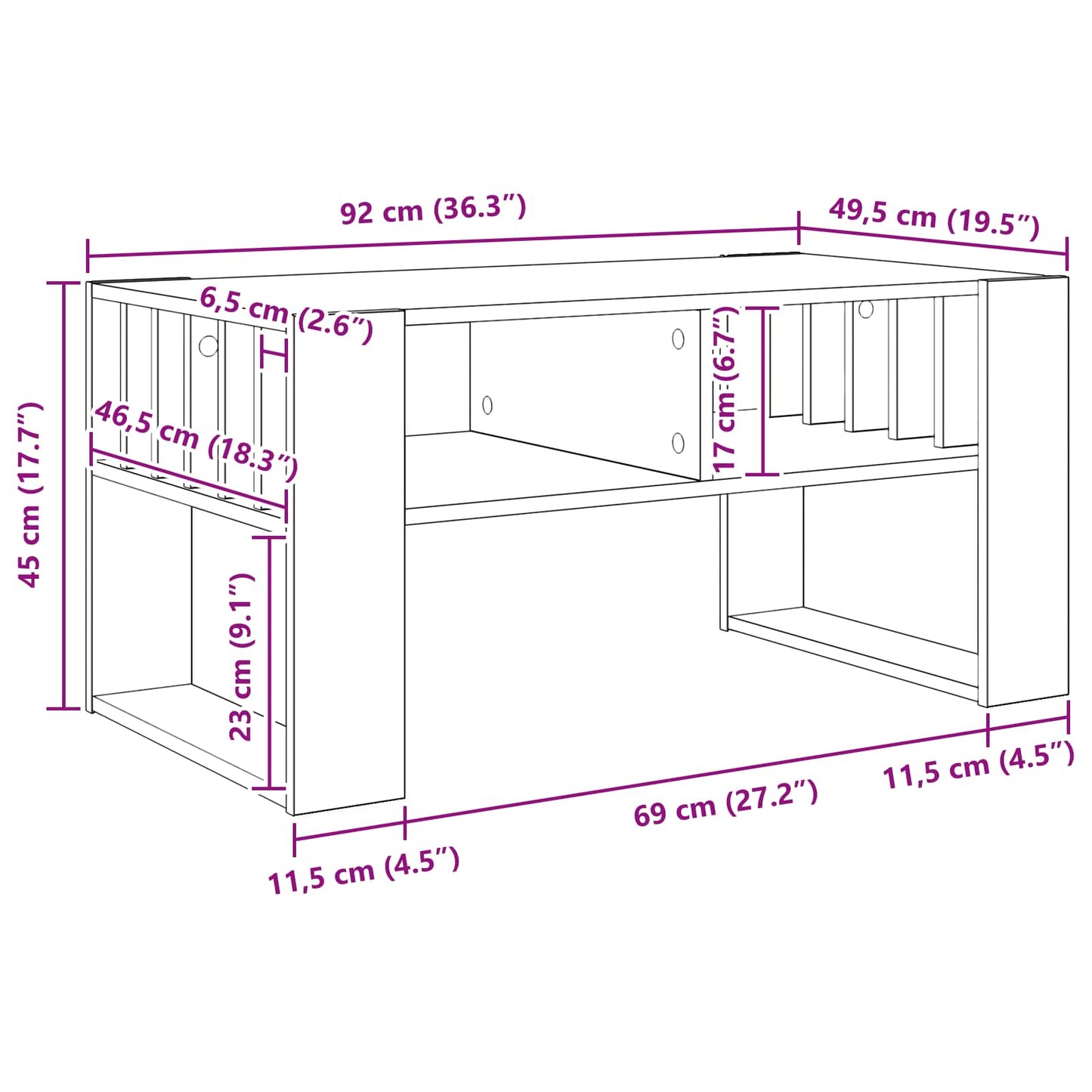 Kaffebord Artisan Eik 92 x 49,5 x 45 cm Konstruert tre