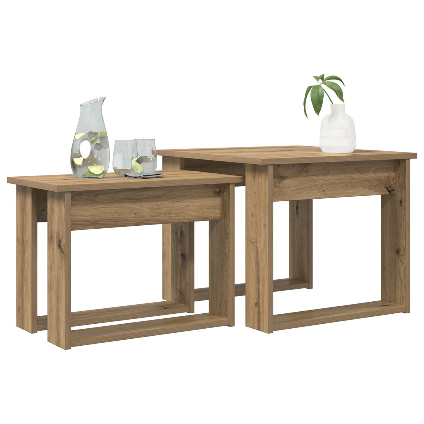 Kaffebord Sett 2 pcs Artisan Eik Konstruert tre