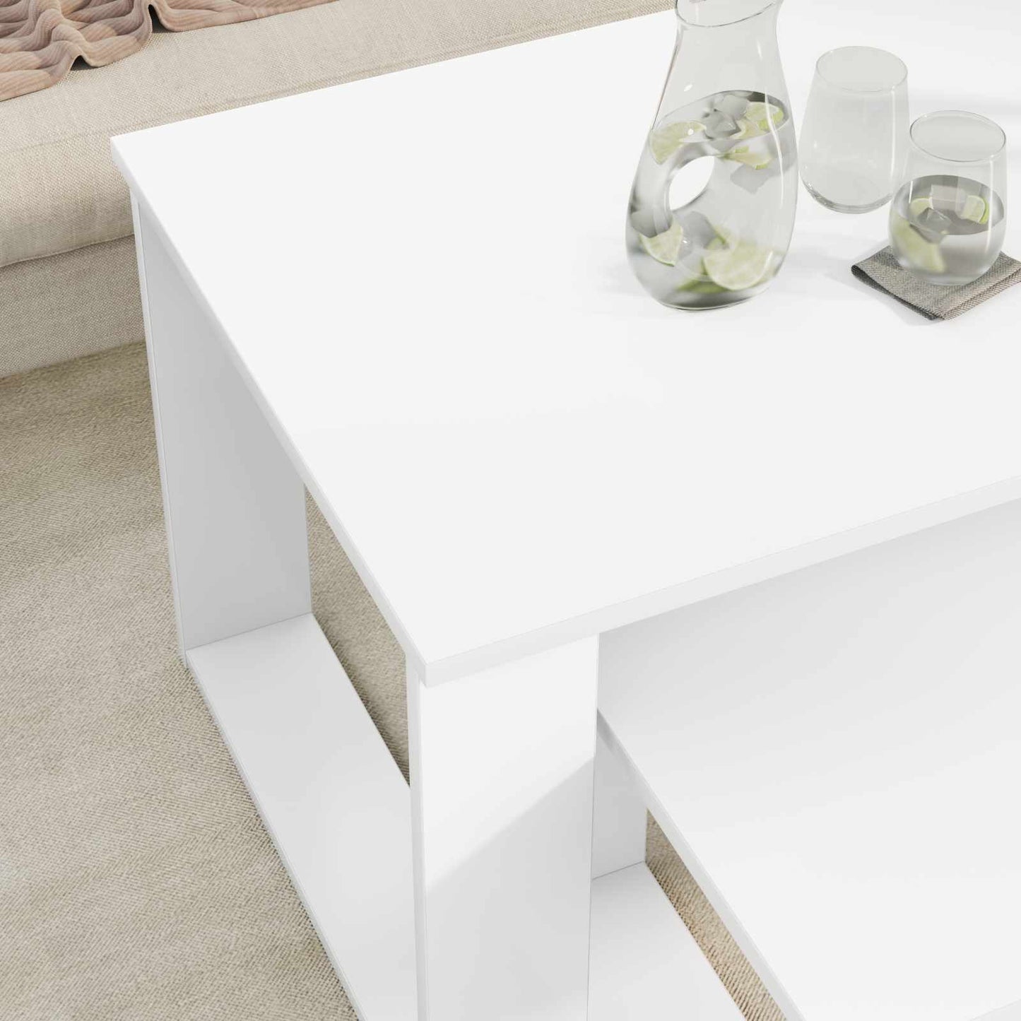 Kaffebord Sett 2 pcs Hvit Konstruert tre