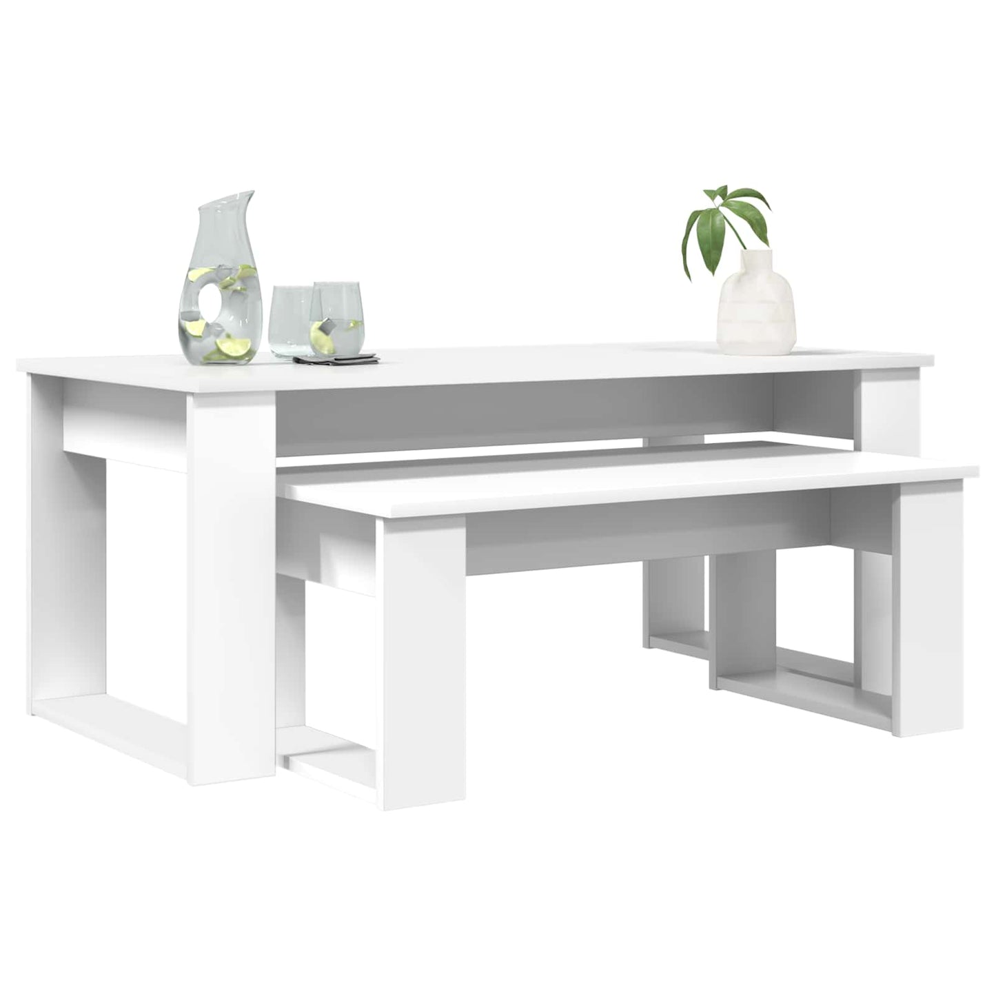 Kaffebord Sett 2 pcs Hvit Konstruert tre