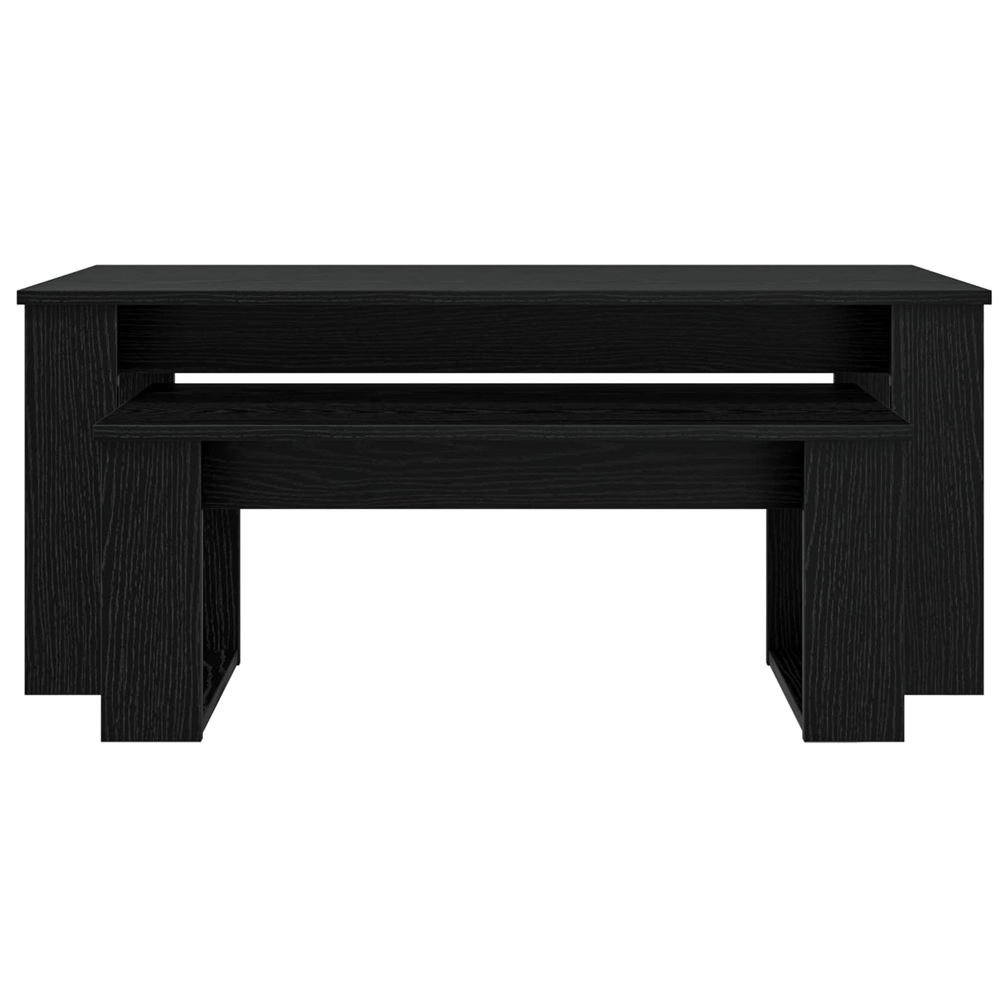 Kaffebord Sett 2 pcs Svart Eik Konstruert tre