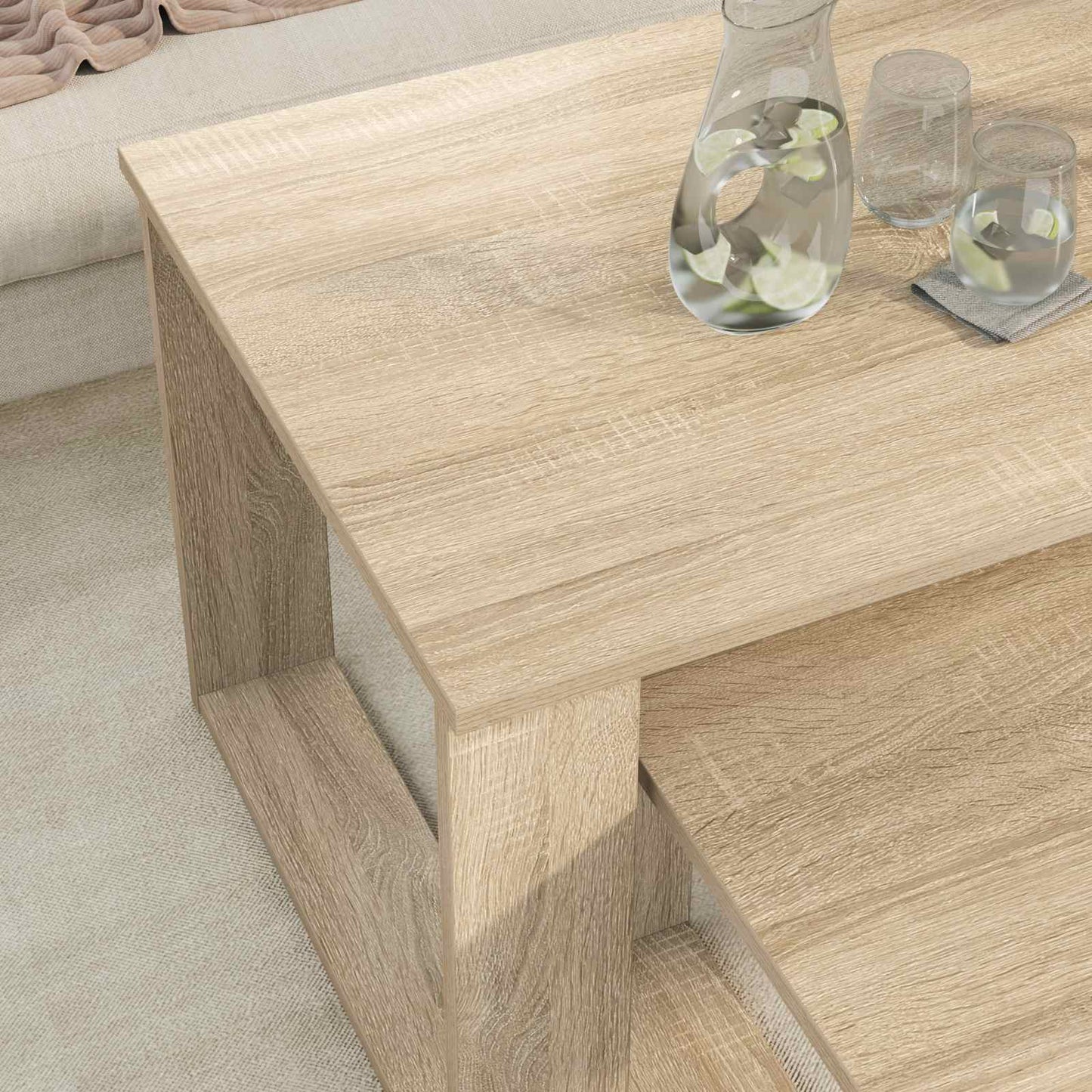 Kaffebord Sett 2 pcs Sonoma eik Konstruert tre