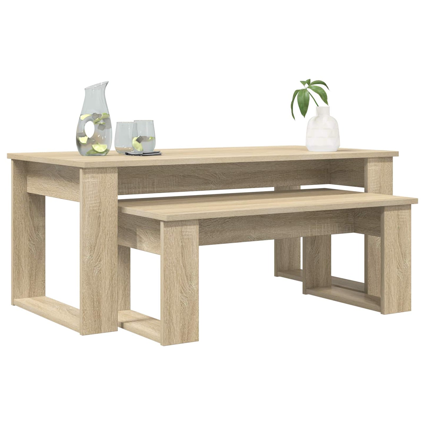 Kaffebord Sett 2 pcs Sonoma eik Konstruert tre