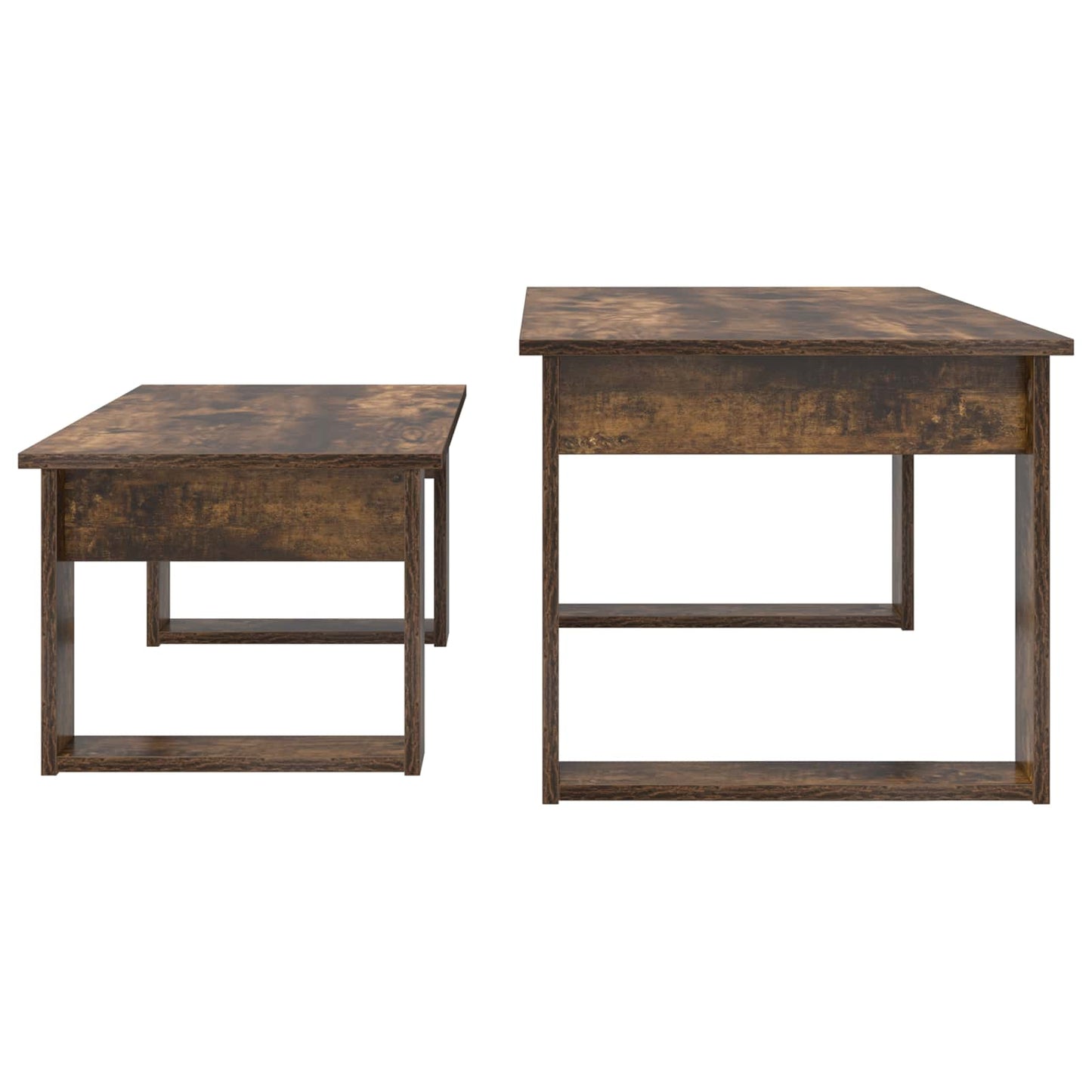 Kaffebord Sett 2 pcs Røkt eik Konstruert tre