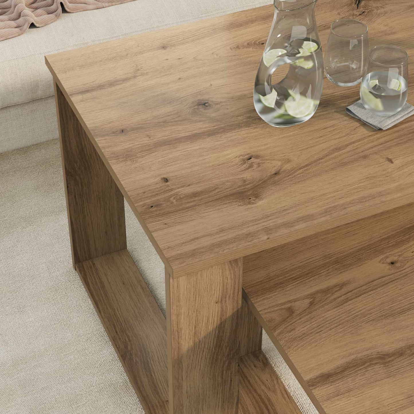 Kaffebord Sett 2 pcs Artisan Eik Konstruert tre