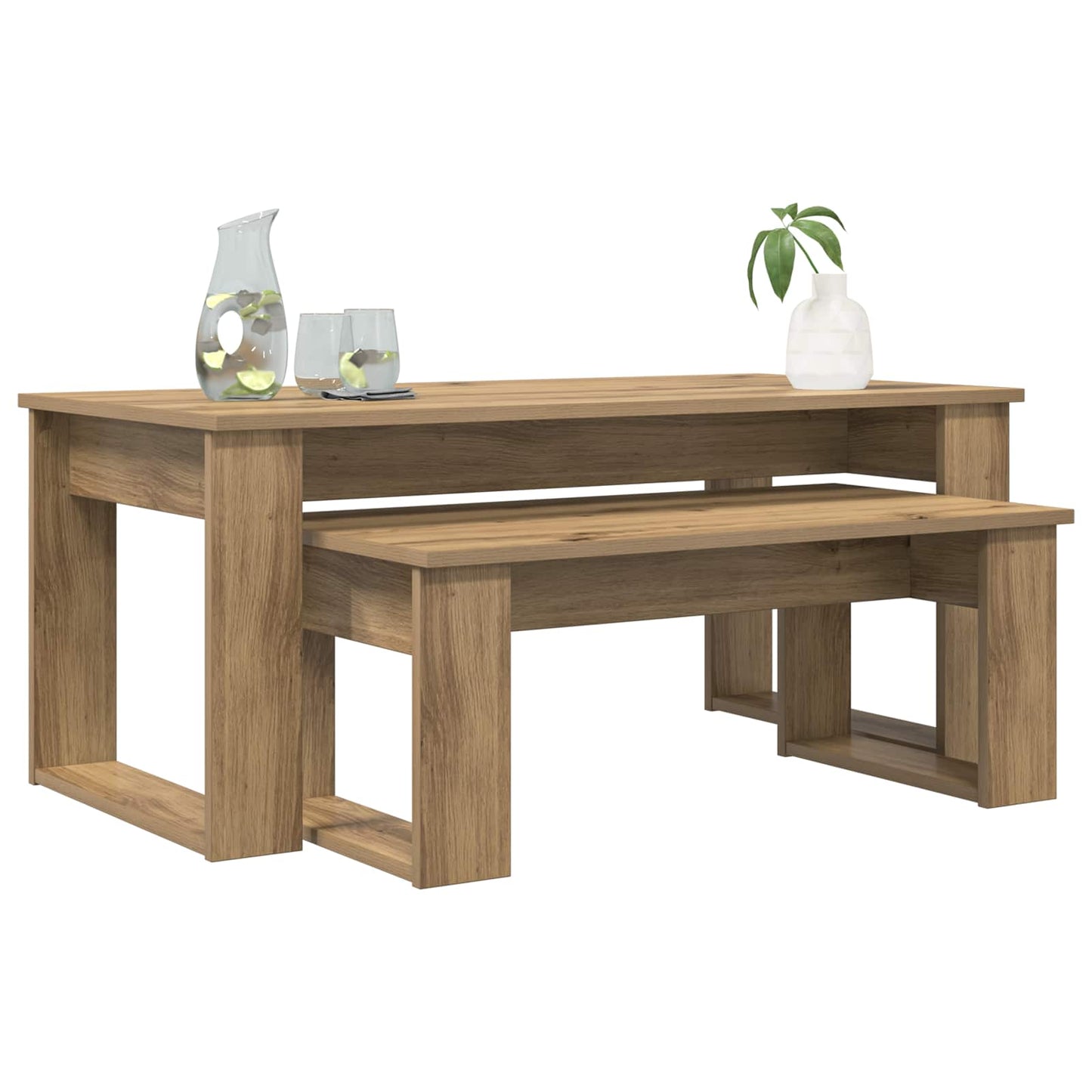 Kaffebord Sett 2 pcs Artisan Eik Konstruert tre