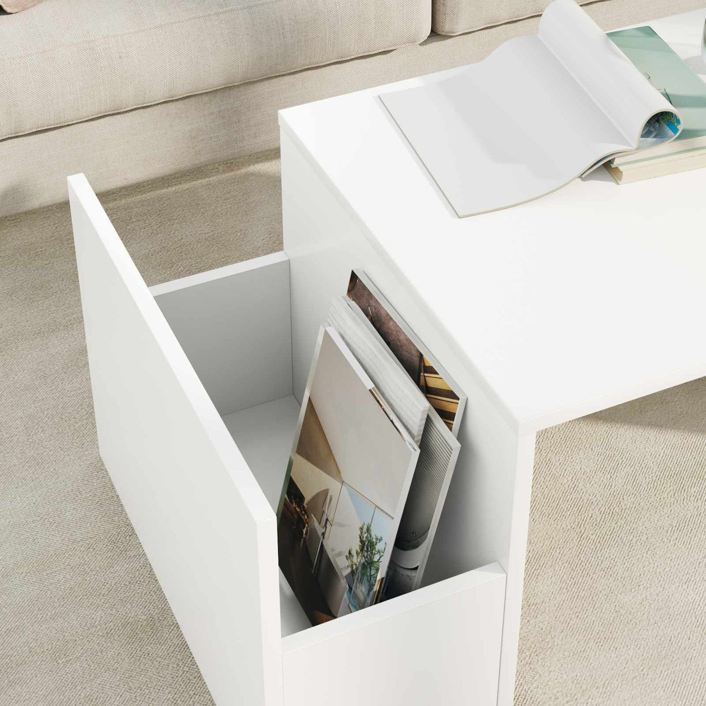 Kaffebord Hvit 90 x 45 x 35 cm Konstruert tre