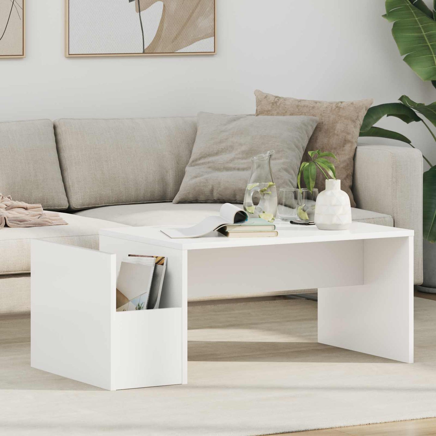 Kaffebord Hvit 90 x 45 x 35 cm Konstruert tre