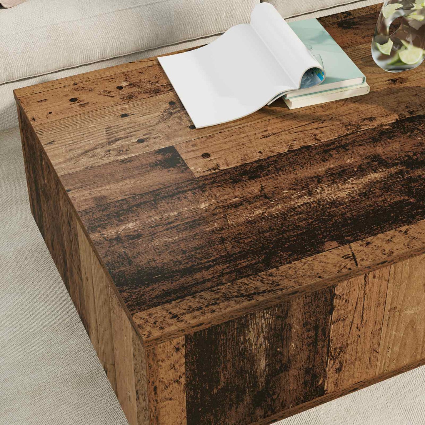 Kaffebord med skuff Gammelt tre 95 x 55 x 31 cm Konstruert tre