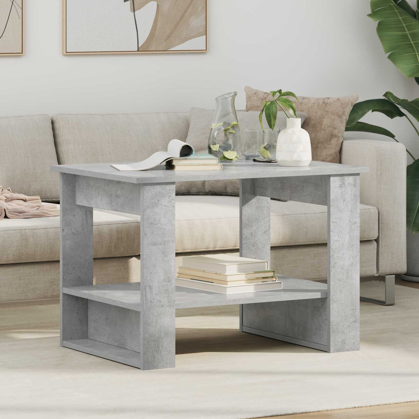 Kaffebord Betonggrå 72 x 50 x 50 cm Konstruert tre