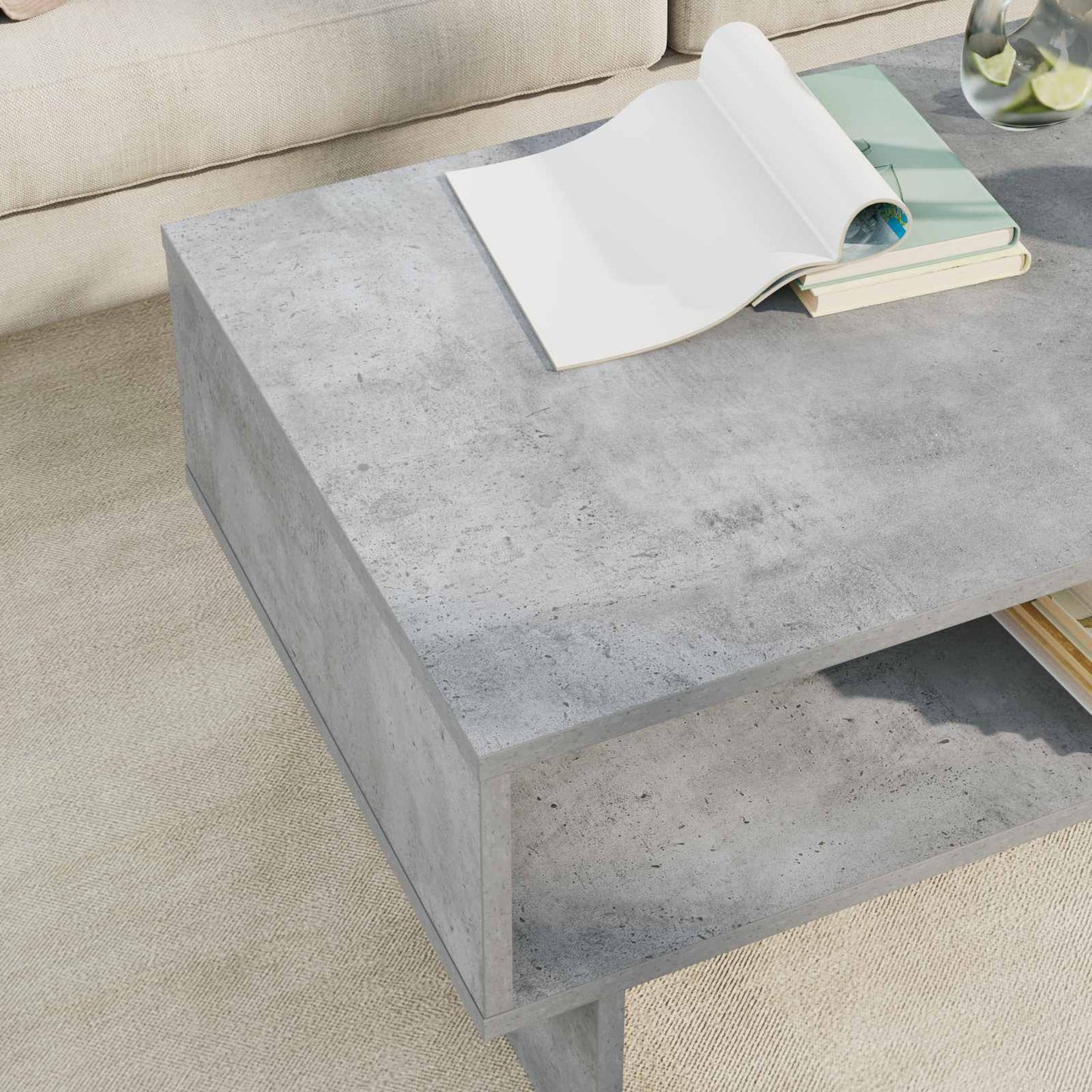 Kaffebord Betonggrå 80 x 46 x 35 cm Konstruert tre