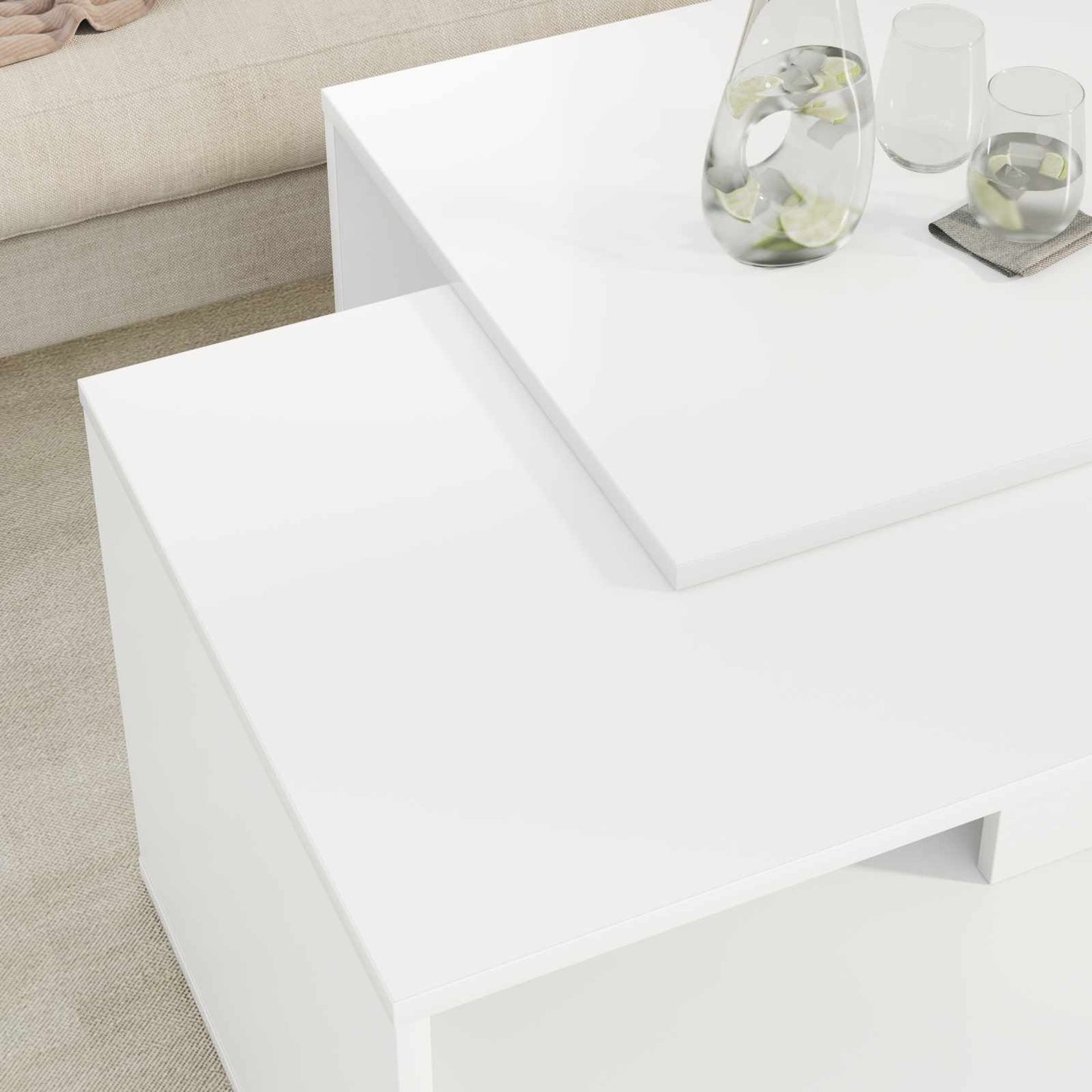 Kaffebord Sett 2 pcs Hvit Konstruert tre