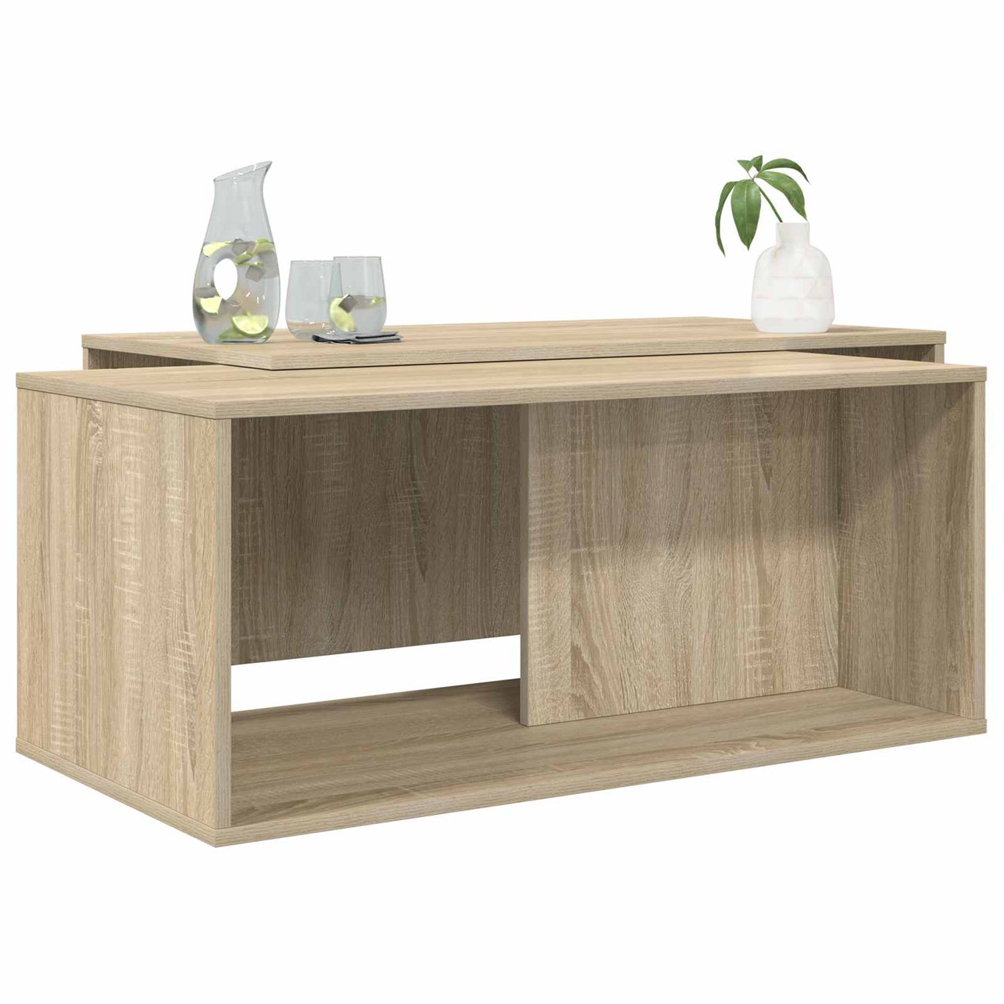 Kaffebord Sett 2 pcs Sonoma eik Konstruert tre