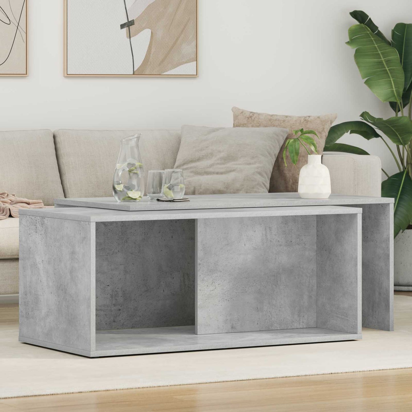 Kaffebord Sett 2 pcs Betonggrå Konstruert tre