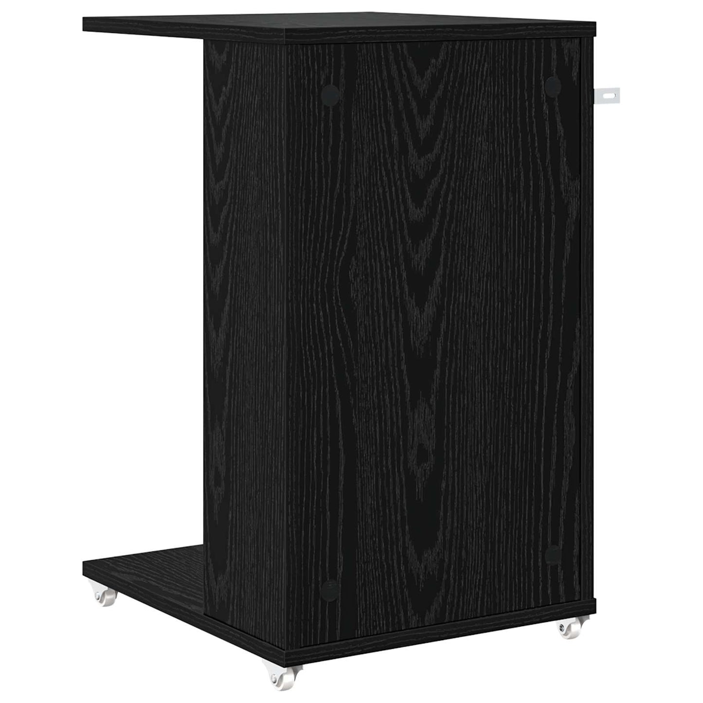Sidetabell med hjul Svart Eik 40 x 35 x 60 cm Konstruert tre