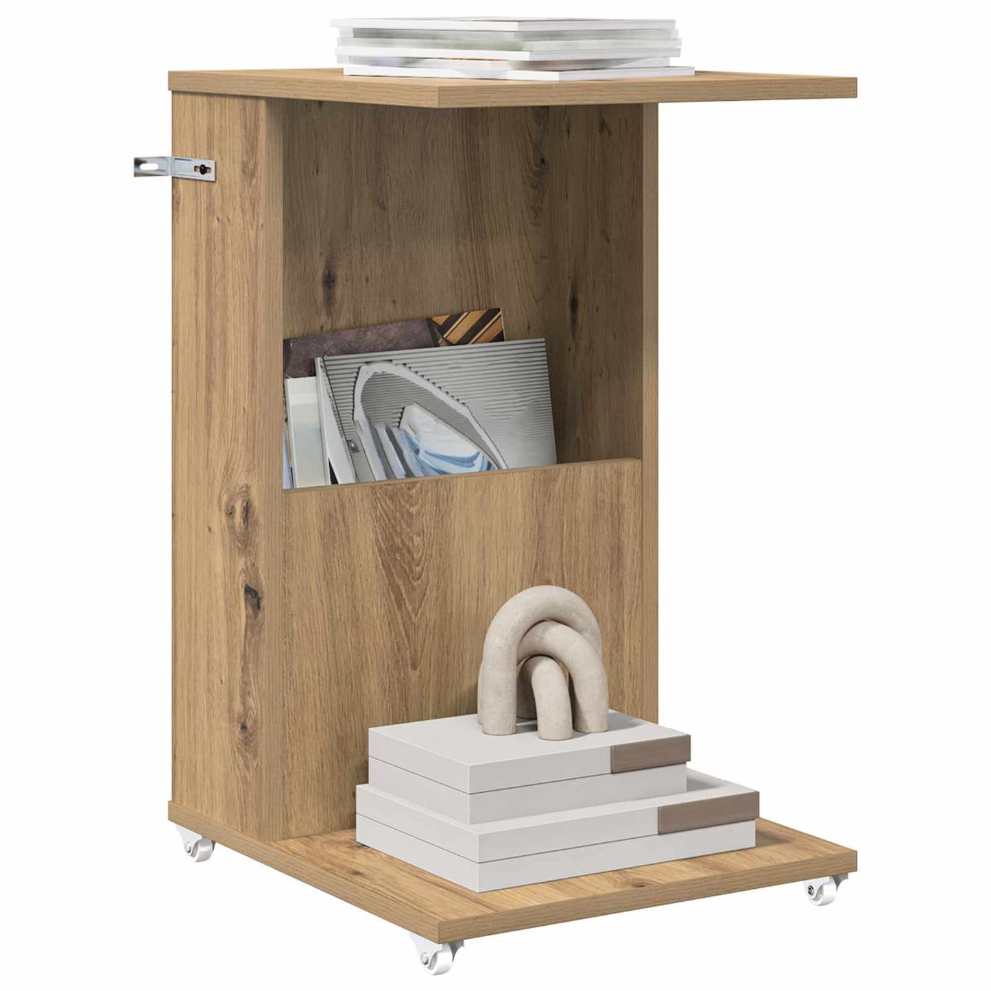 Sidetabell med hjul Artisan Eik 40 x 35 x 60 cm Konstruert tre