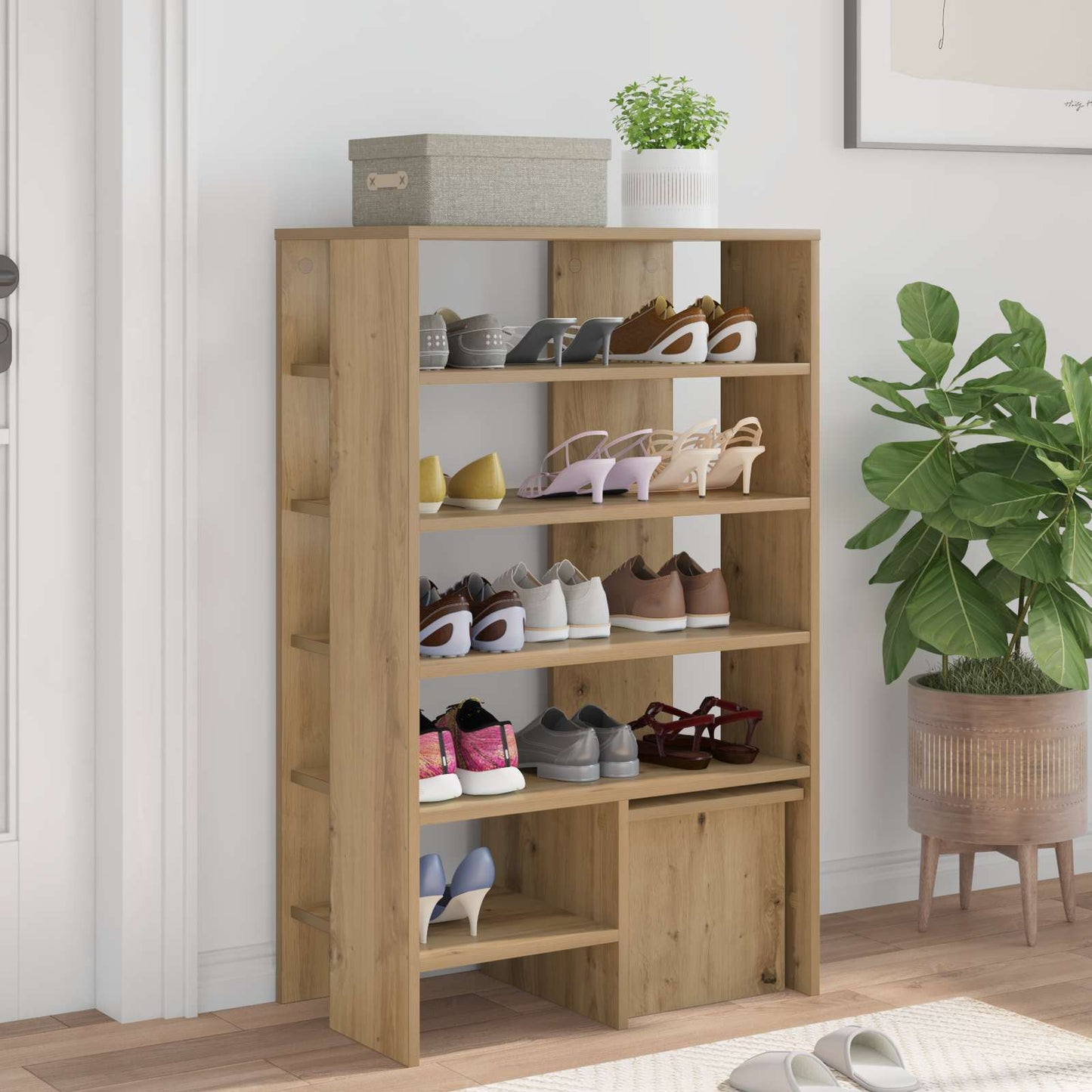 Sko Skap med hylle med lagring 2 pcs Artisan Eik Konstruert tre