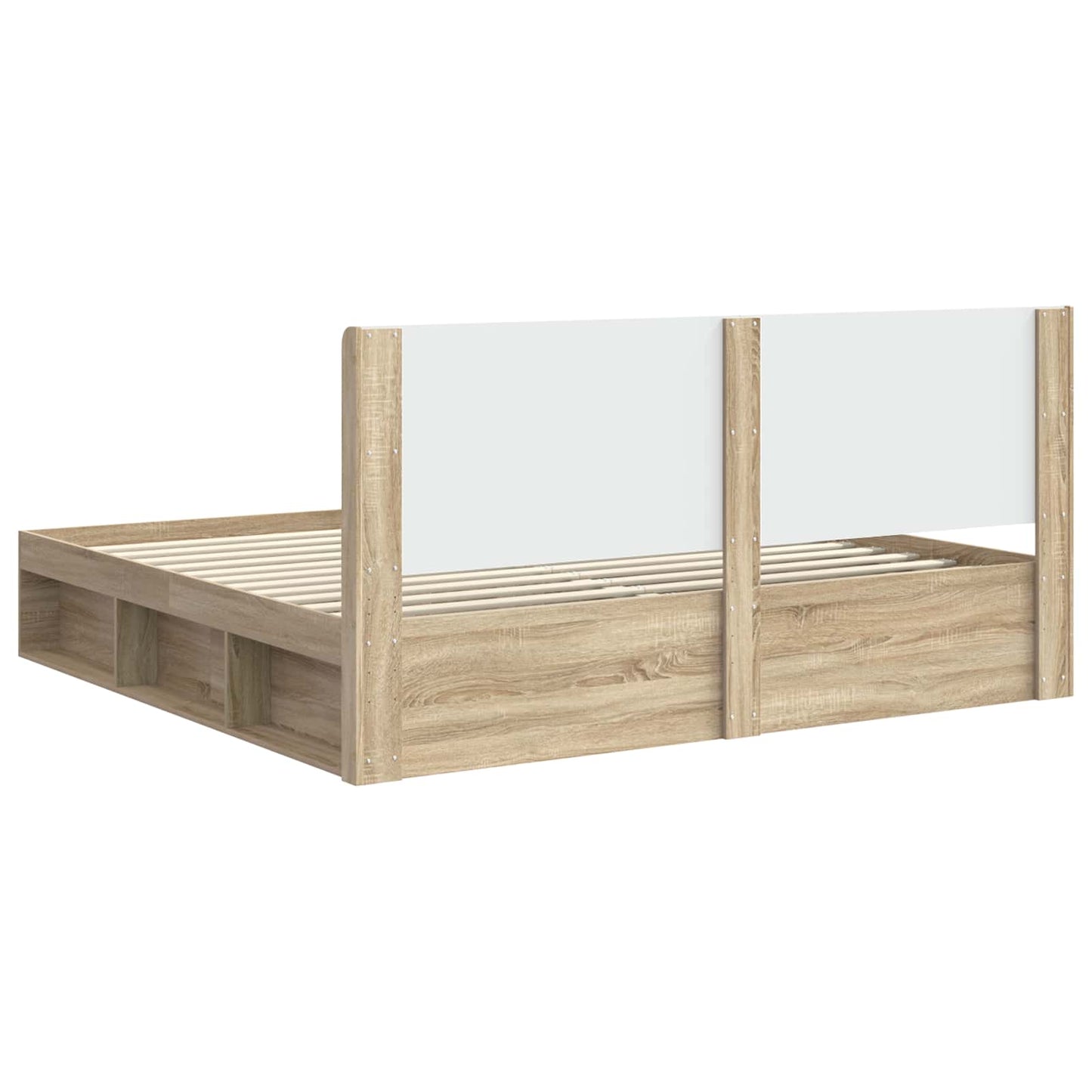 Sengramme med oppbevaring og hodegavl Sonoma eik 200 x 200 cm