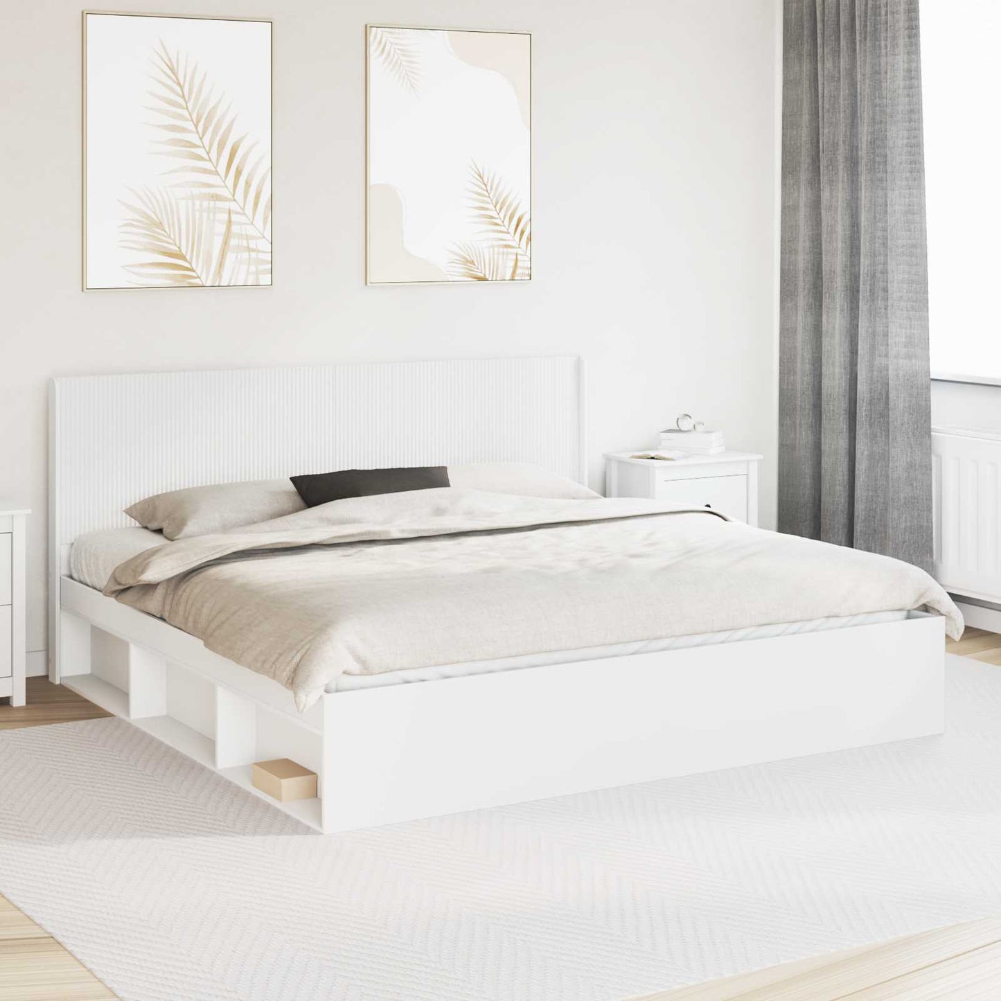 Sengramme med oppbevaring og hodegavl 3 pcs Konstruert tre