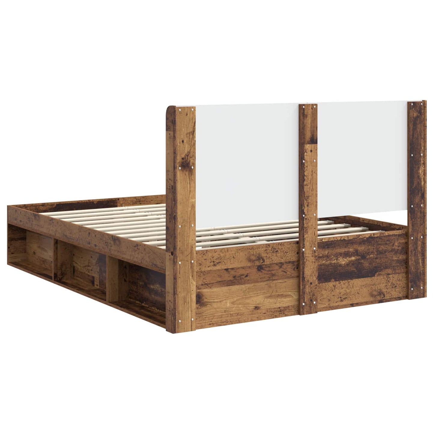 Sengramme med oppbevaring og hodegavl Gammelt tre 135 x 190 cm