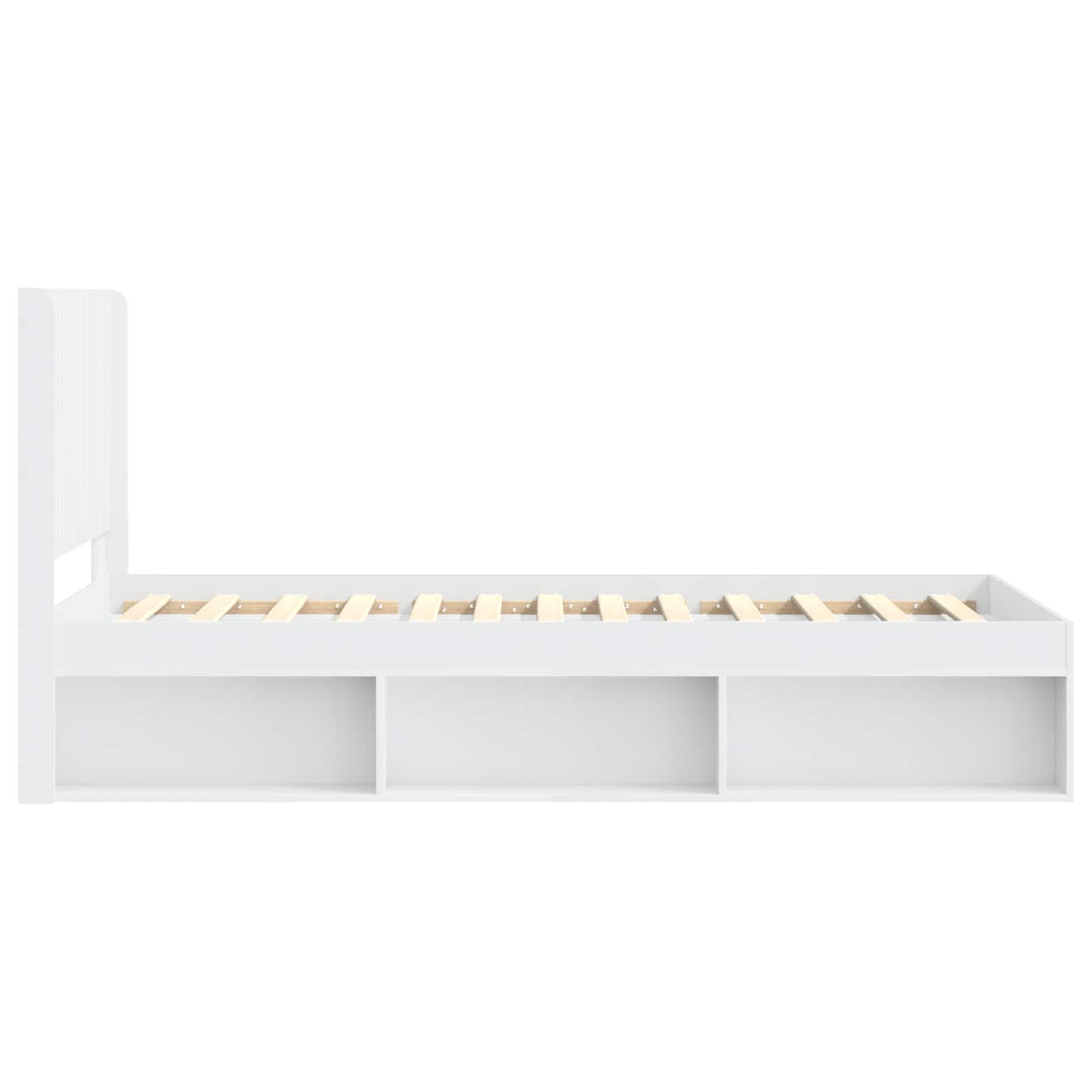 Sengramme med oppbevaring og hodegavl Hvit 100 x 200 cm