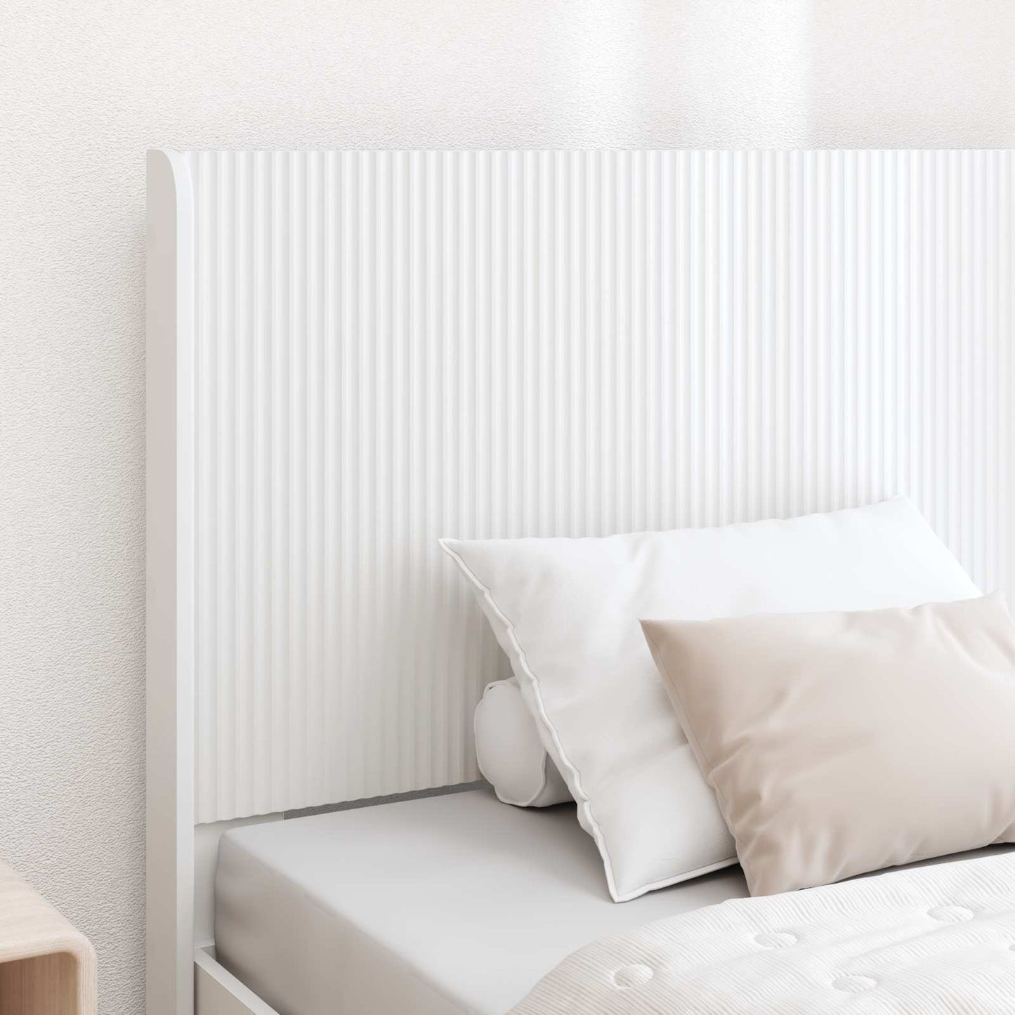 Sengramme med oppbevaring og hodegavl Hvit 90 x 200 cm