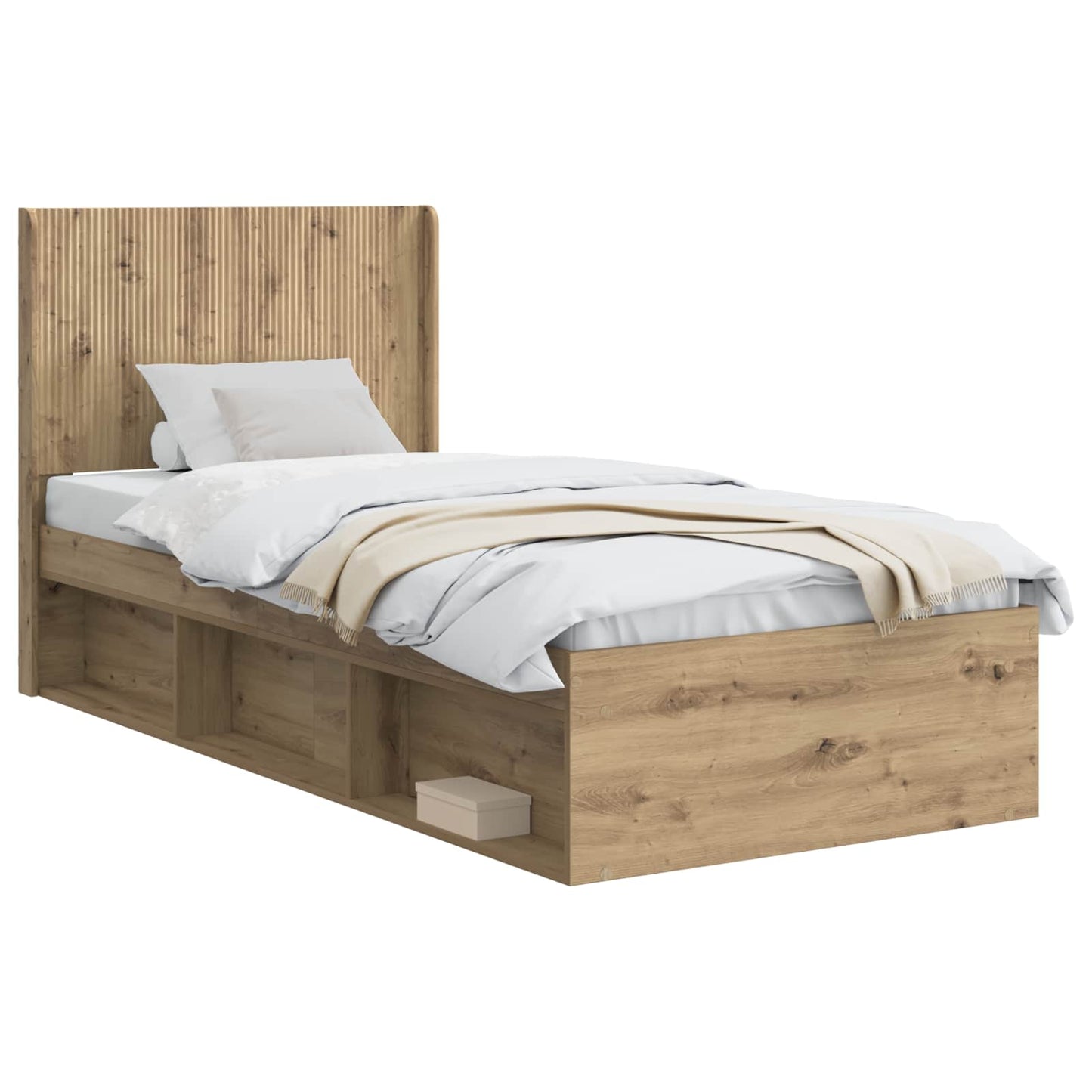 Sengramme med oppbevaring og hodegavl Artisan eik 90 x 200 cm