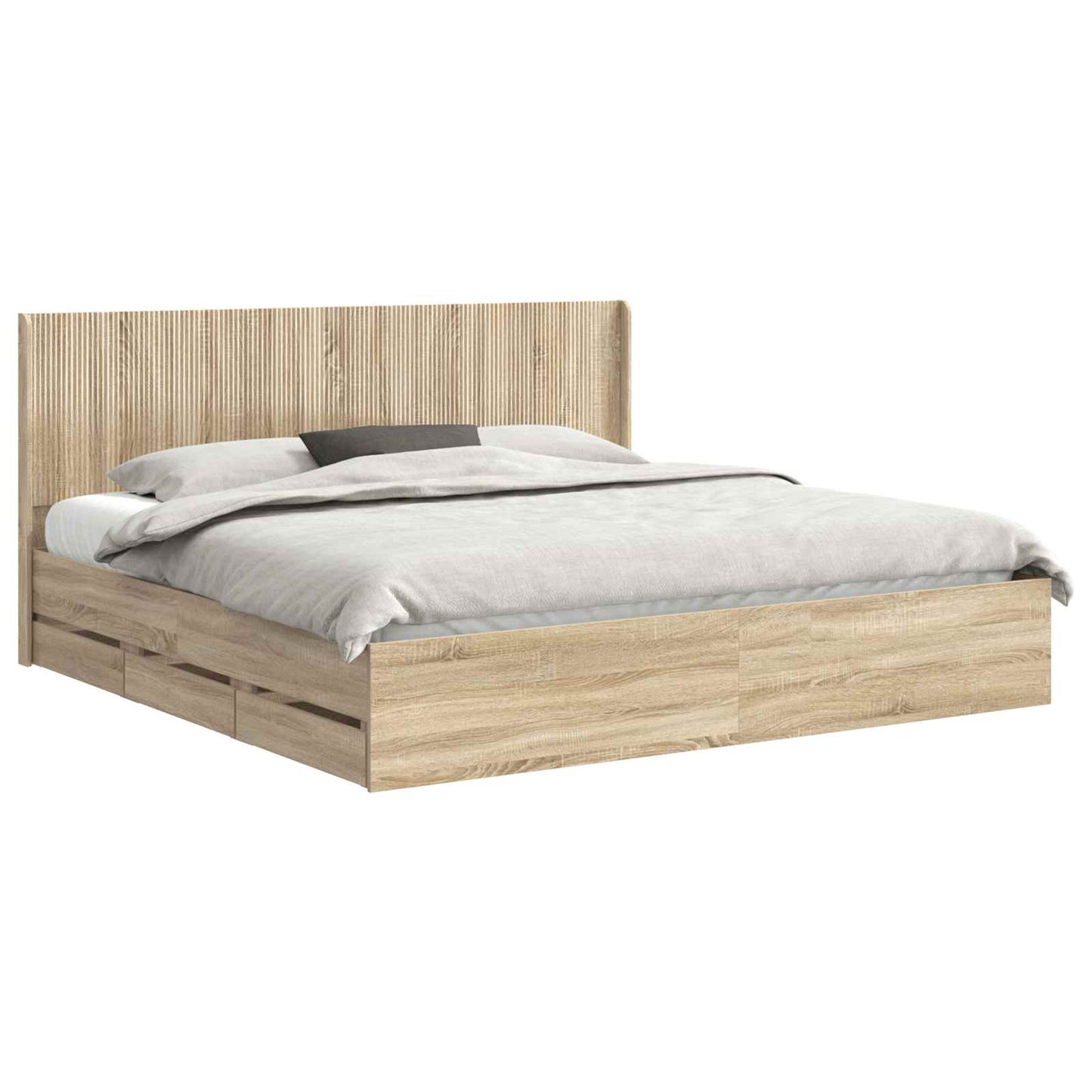 Sengramme med oppbevaring og hodegavl Sonoma eik 200 x 200 cm