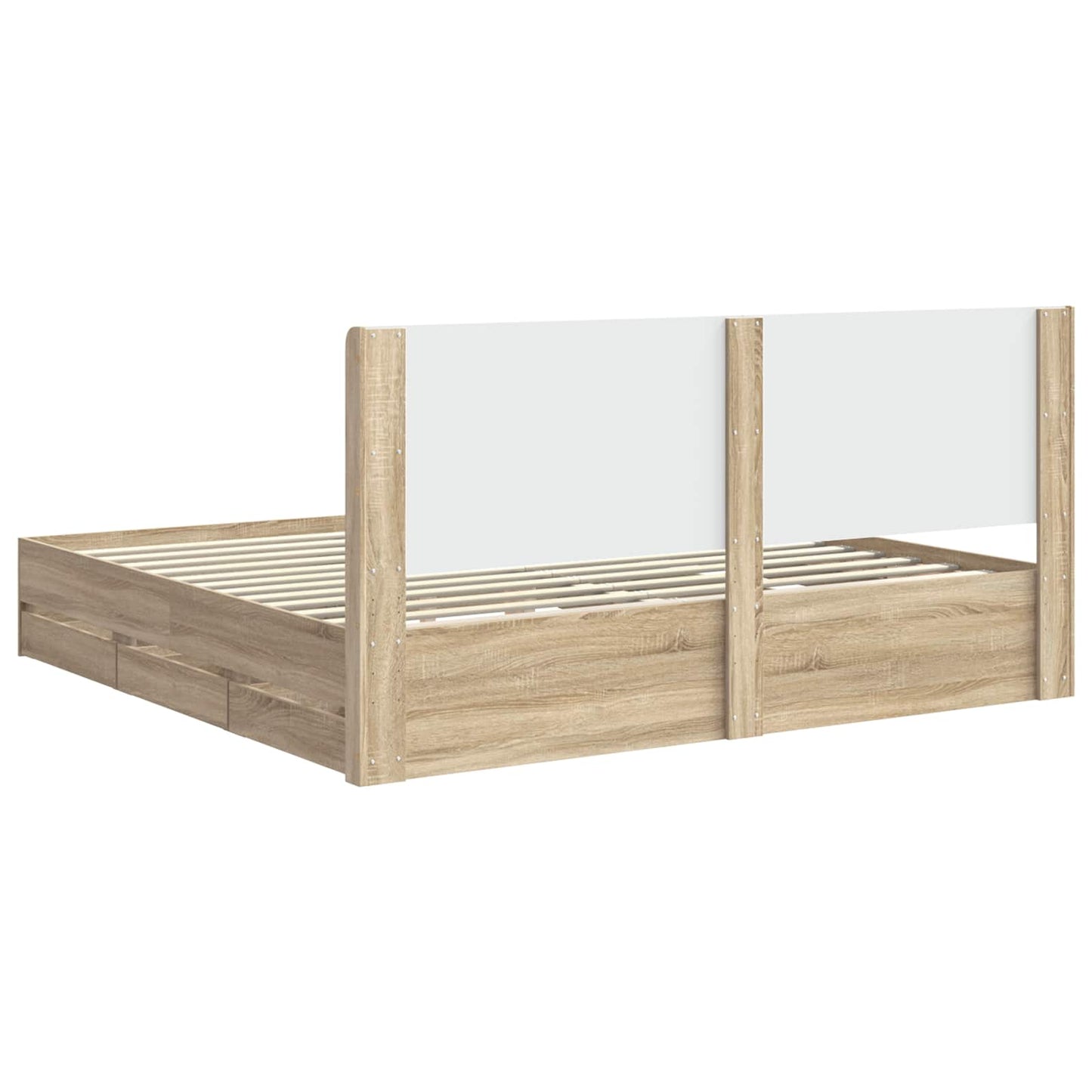 Sengramme med oppbevaring og hodegavl Sonoma eik 200 x 200 cm