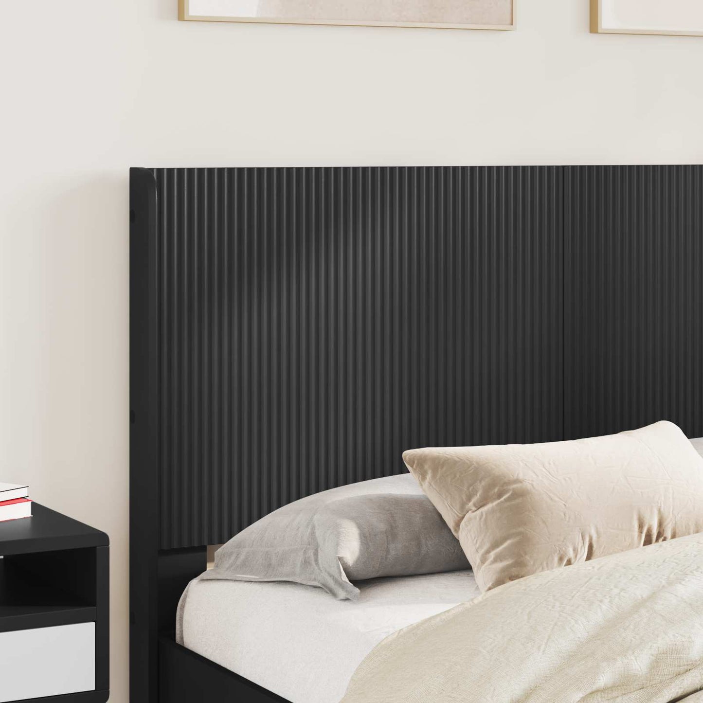 Sengramme med oppbevaring og hodegavl Svart 140 x 190 cm