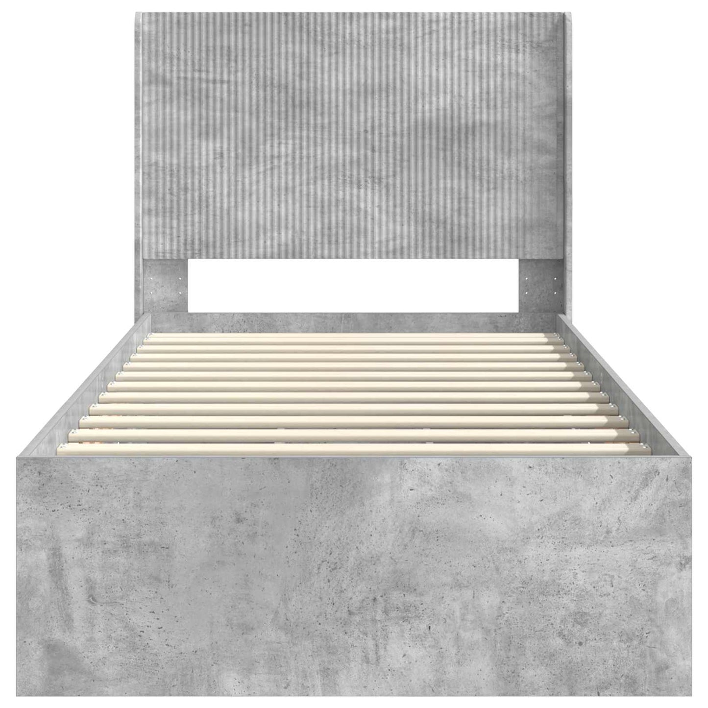 Sengramme med oppbevaring og hodegavl Betonggrå 75 x 190 cm