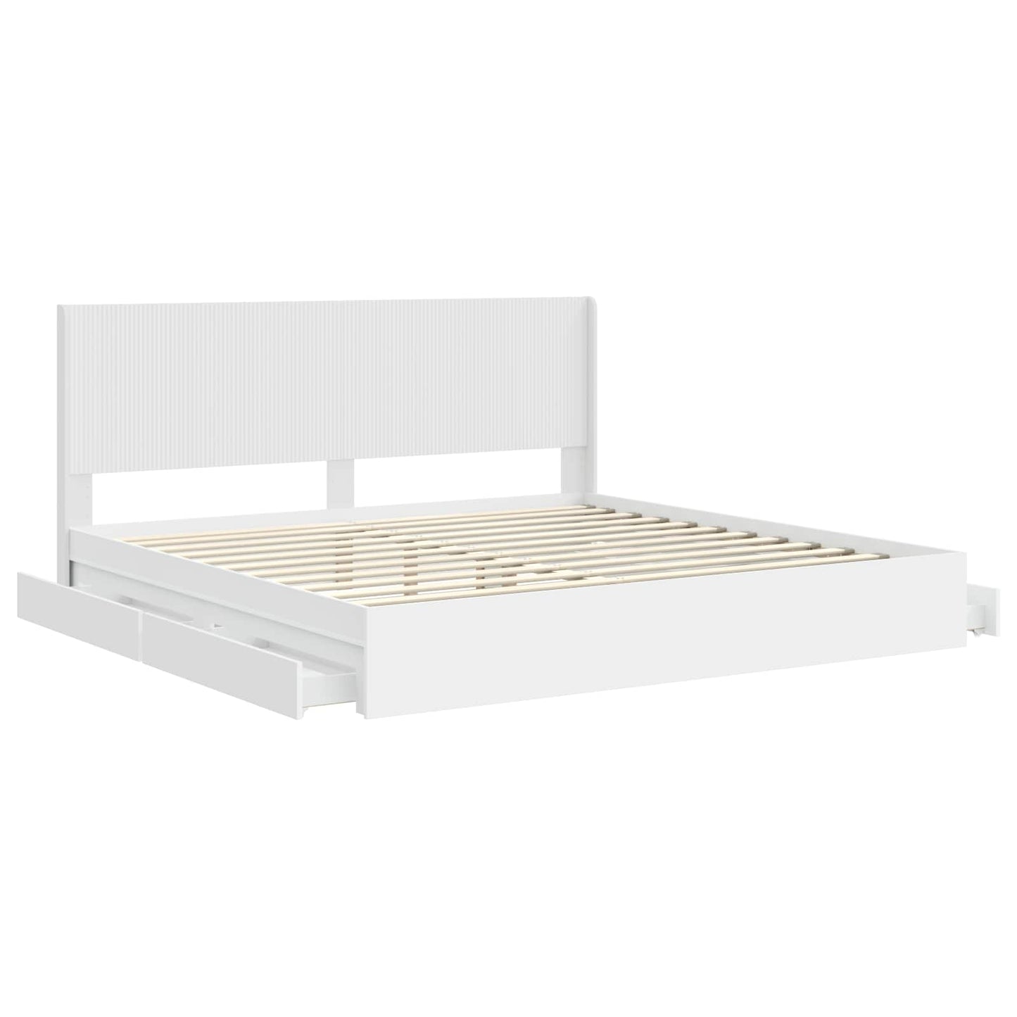 Sengramme med oppbevaring og hodegavl Hvit 180 x 200 cm