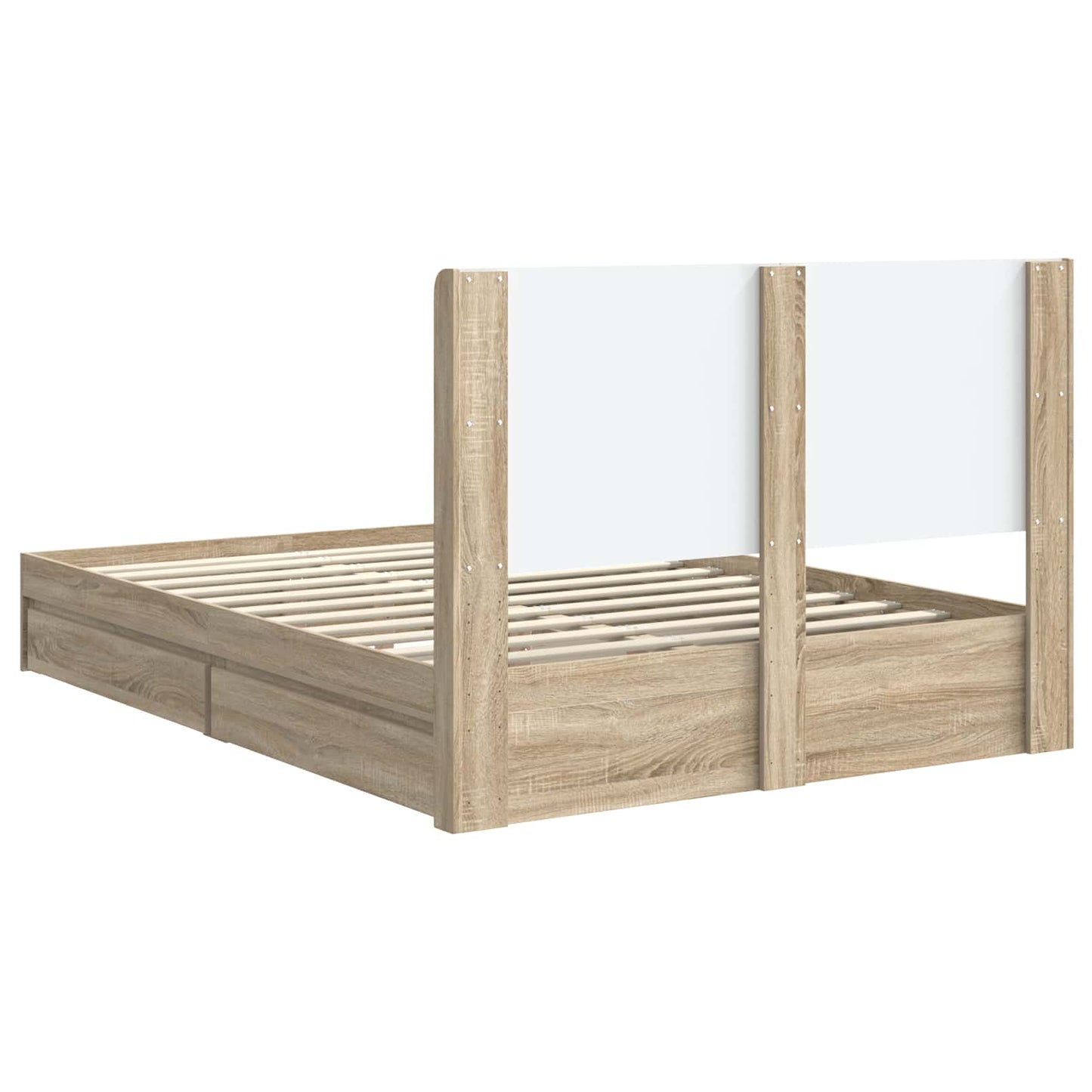 Sengramme med oppbevaring og hodegavl Sonoma eik 160 x 200 cm