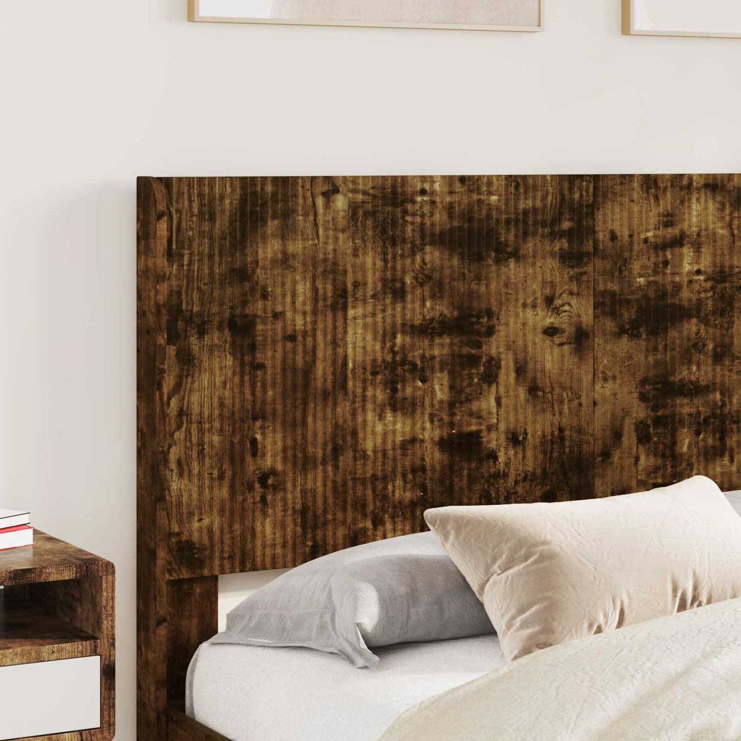 Sengramme med oppbevaring og hodegavl Røkt Eik 160 x 200 cm