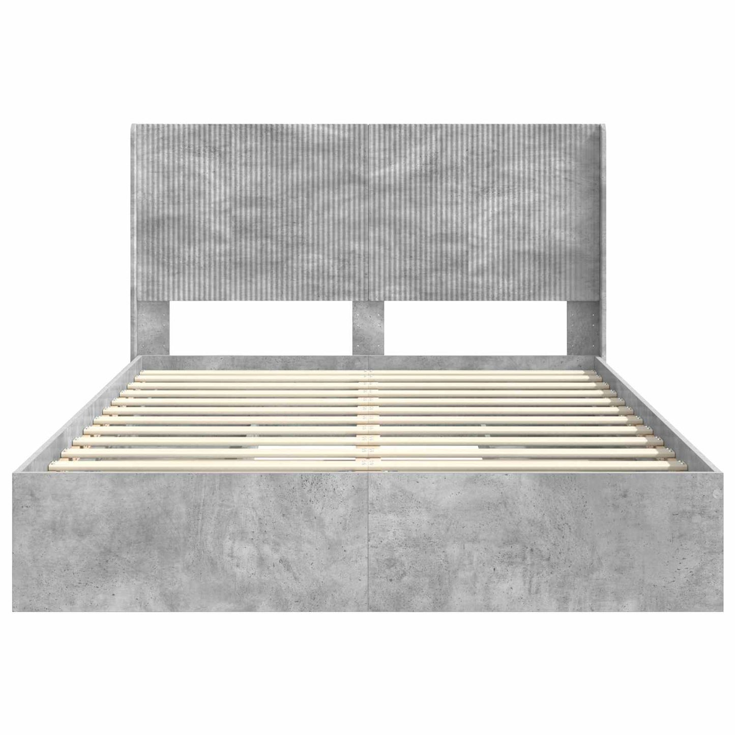 Sengramme med oppbevaring og hodegavl Betonggrå 150 x 200 cm