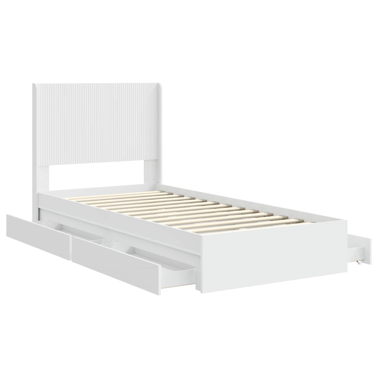 Sengramme med oppbevaring og hodegavl Hvit 75 x 190 cm