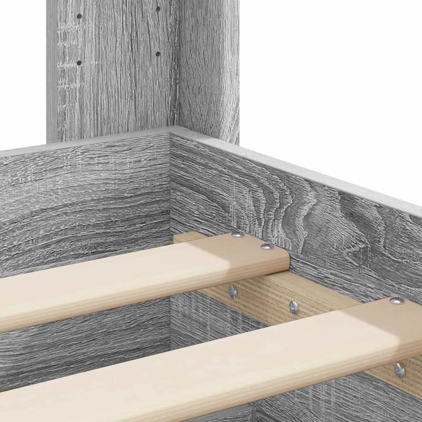 Sengramme med oppbevaring og hodegavl Grå Sonoma Konstruert tre