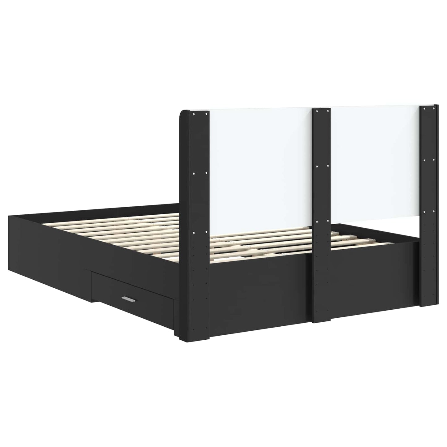 Sengramme med oppbevaring og hodegavl Svart 135 x 190 cm