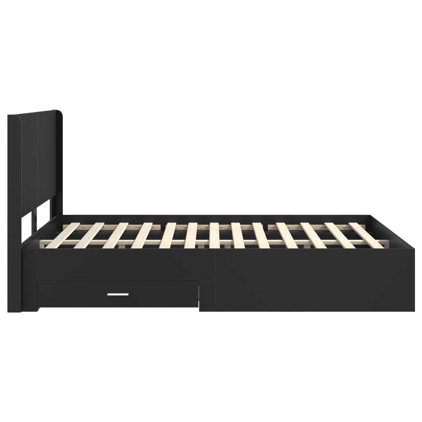 Sengramme med oppbevaring og hodegavl Svart 135 x 190 cm
