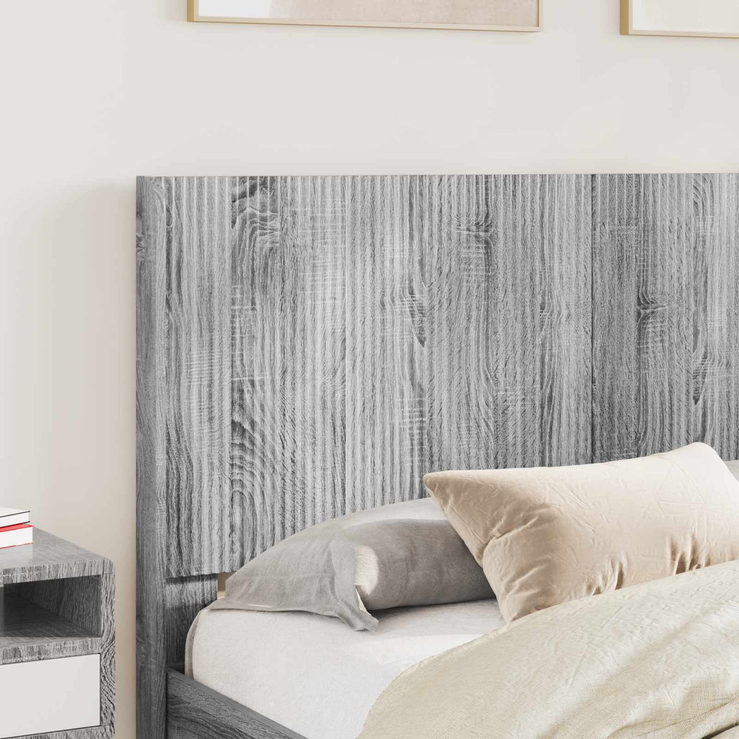 Sengramme med oppbevaring og hodegavl Grå Sonoma Konstruert tre