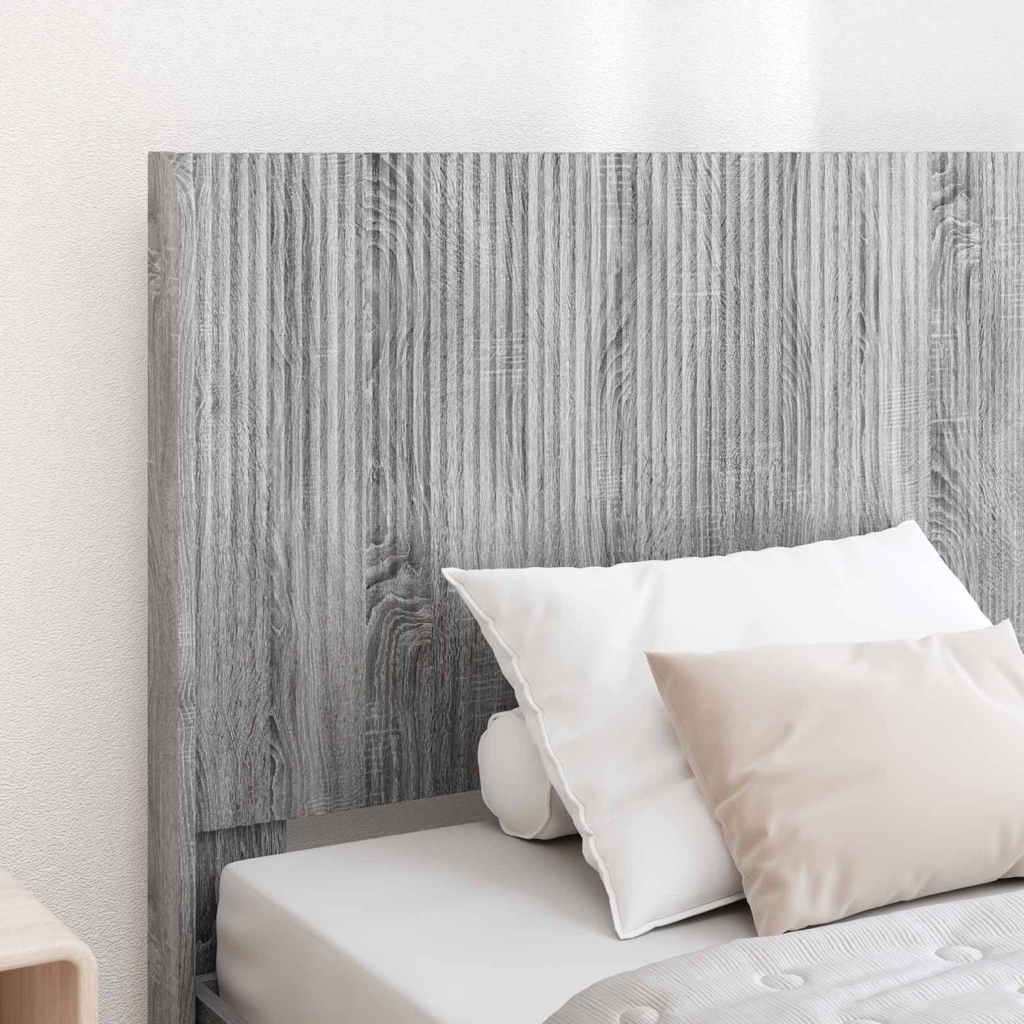Sengramme med oppbevaring og hodegavl Grå Sonoma 100 x 200 cm
