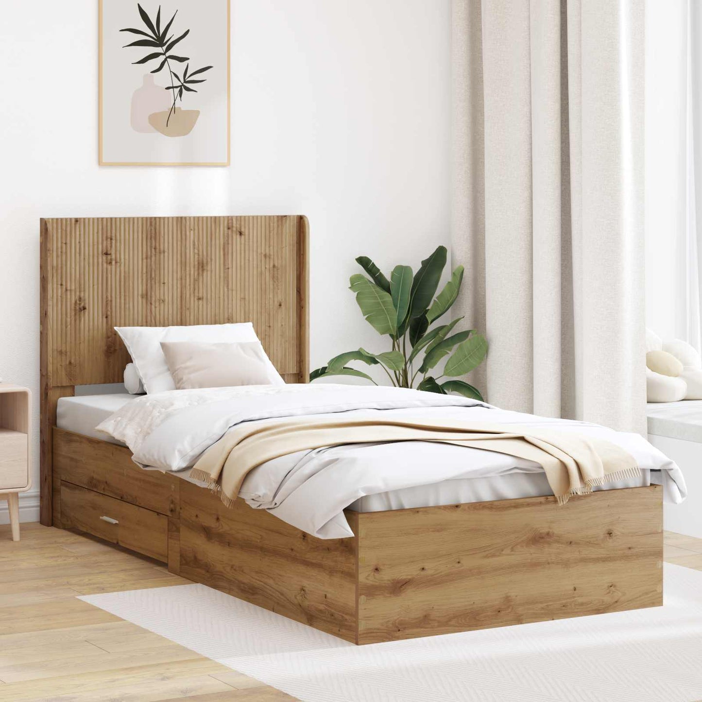 Sengramme med oppbevaring og hodegavl Artisan eik
