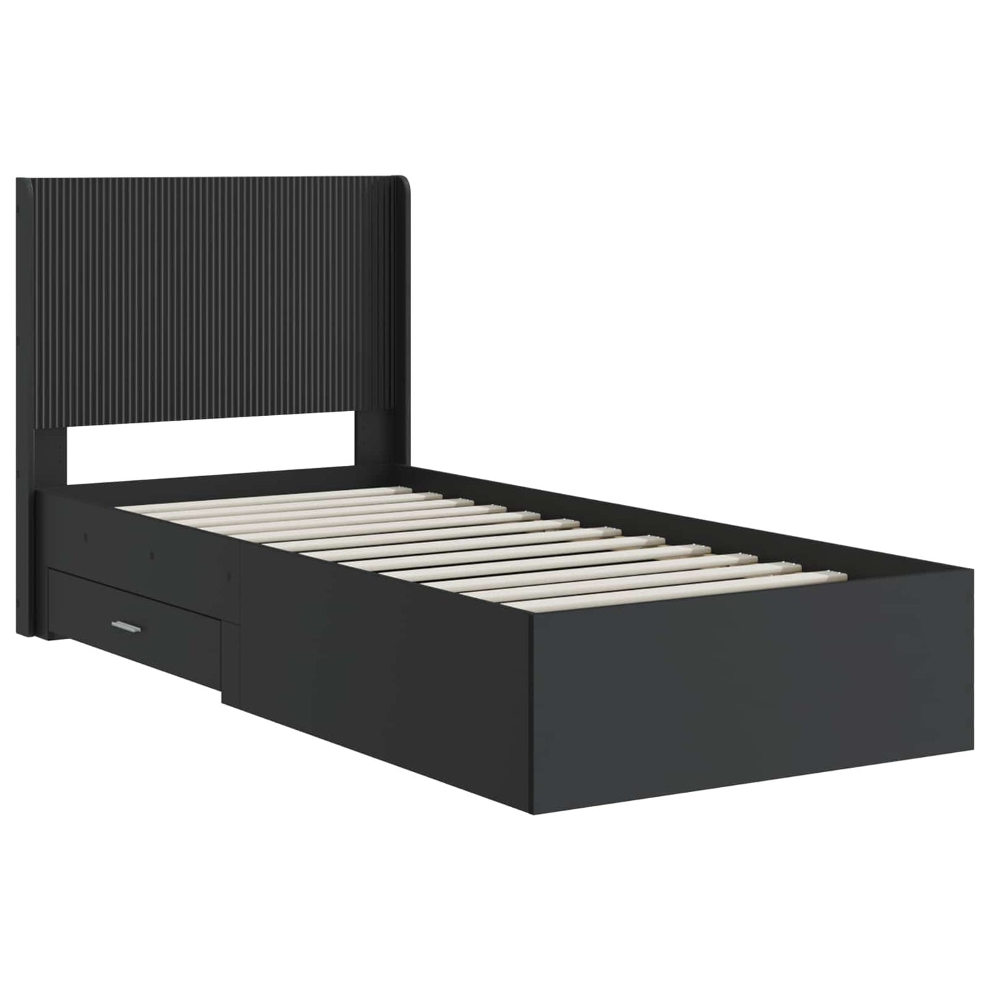 Sengramme med oppbevaring og hodegavl Svart 75 x 190 cm