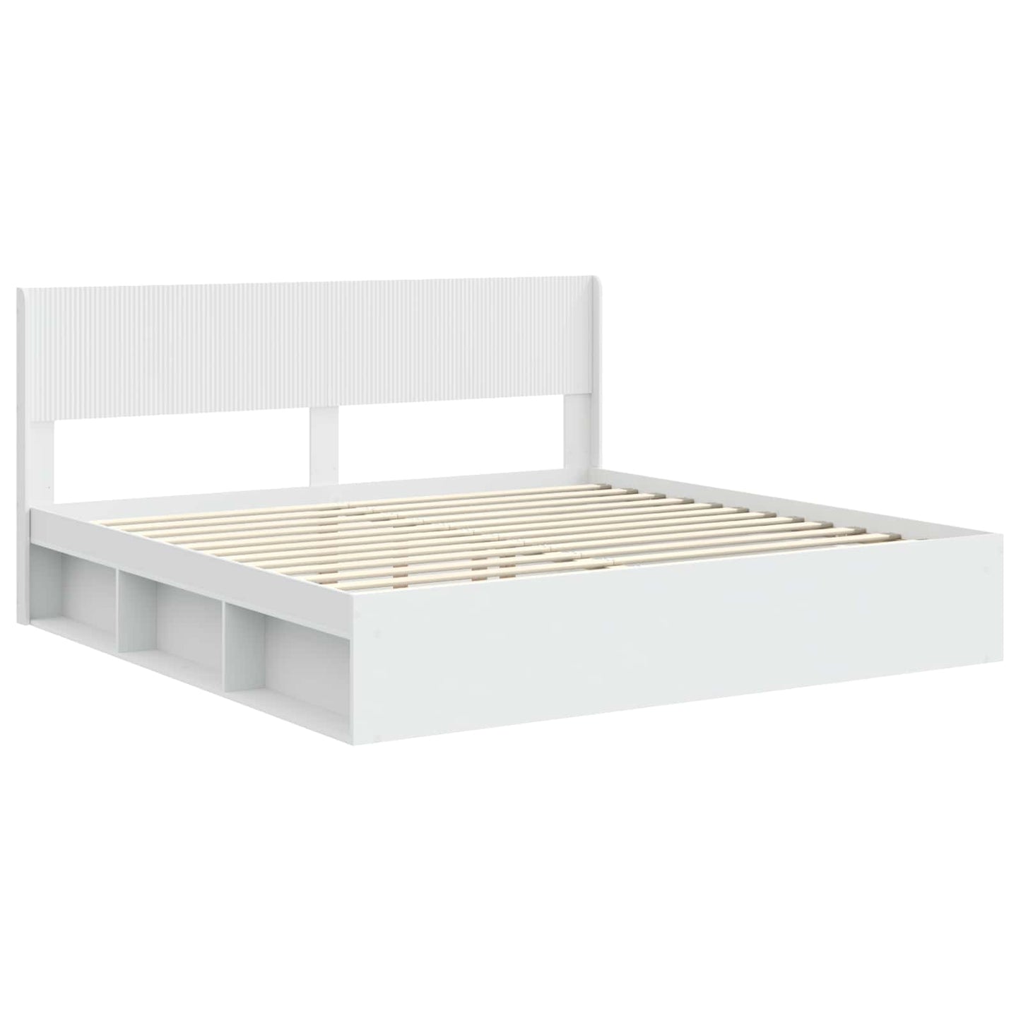 Sengramme med oppbevaring og hodegavl Hvit 180 x 200 cm