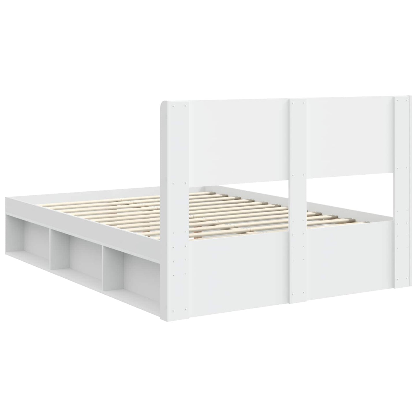 Sengramme med oppbevaring og hodegavl Hvit 140 x 190 cm