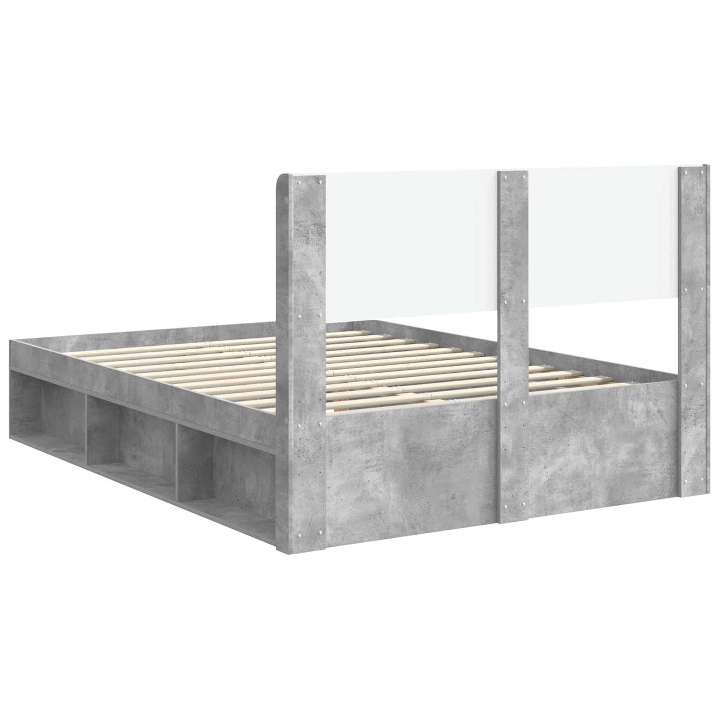 Sengramme med oppbevaring og hodegavl Betonggrå 140 x 190 cm
