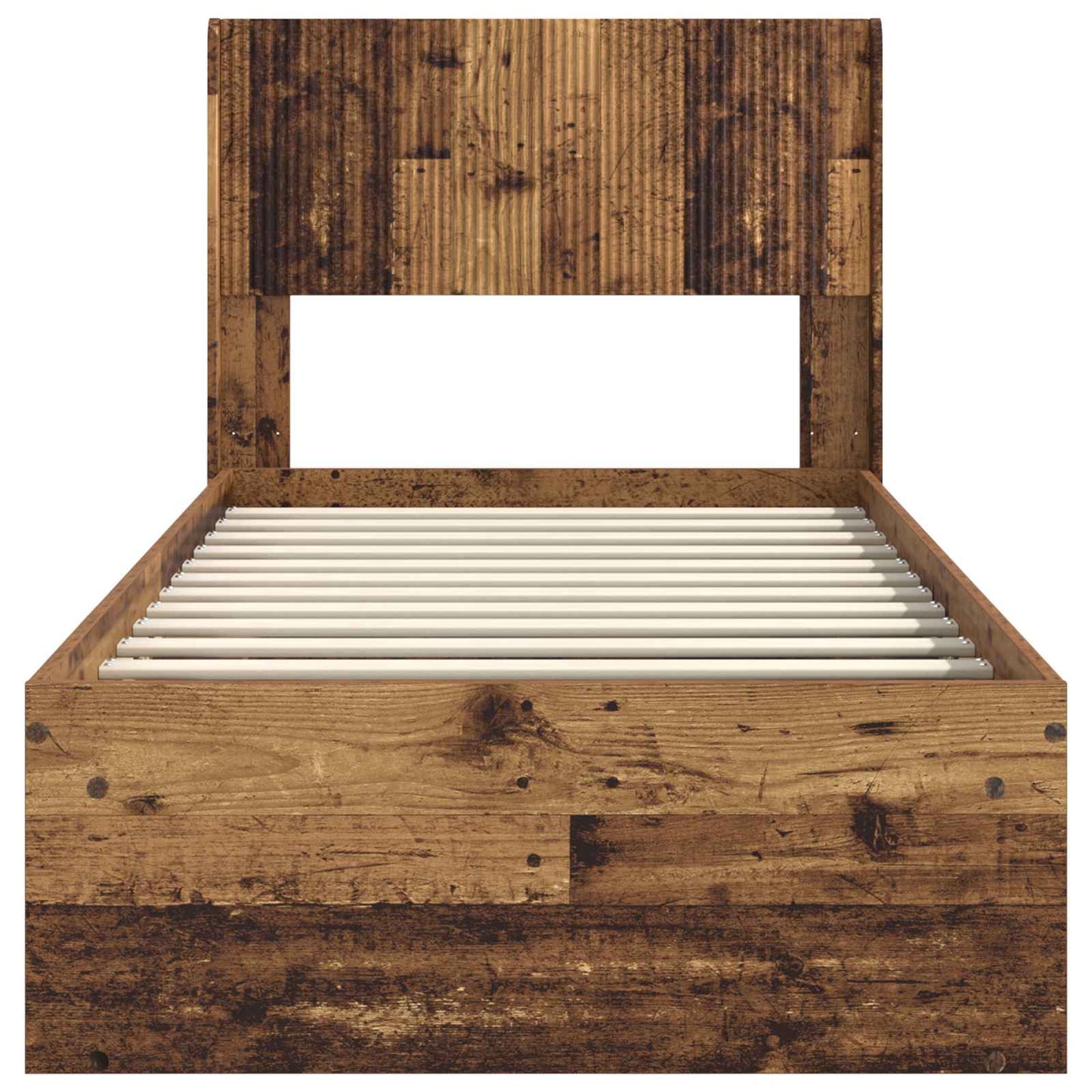 Sengramme med oppbevaring og hodegavl Gammelt tre 100 x 200 cm