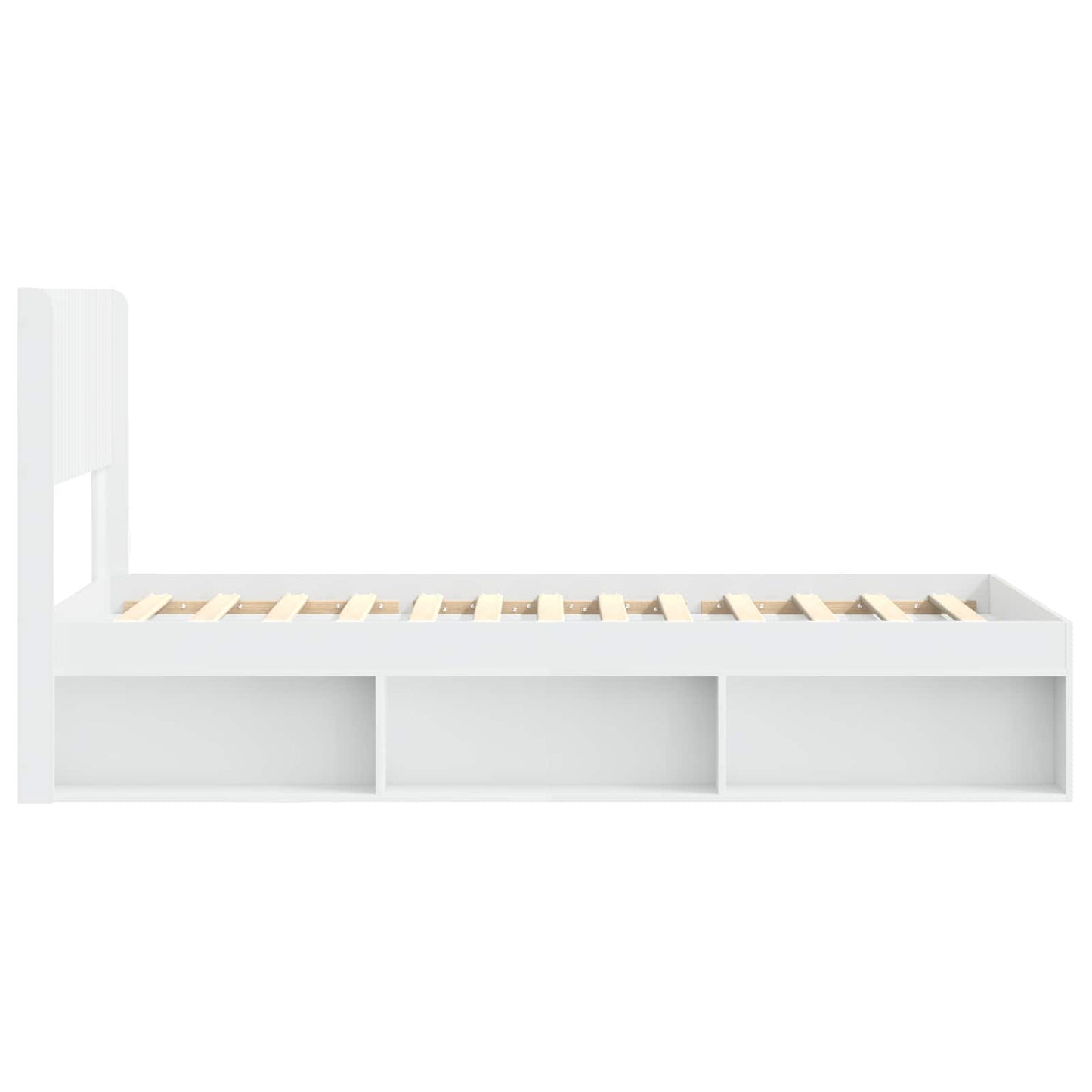 Sengramme med oppbevaring og hodegavl Hvit 90 x 200 cm
