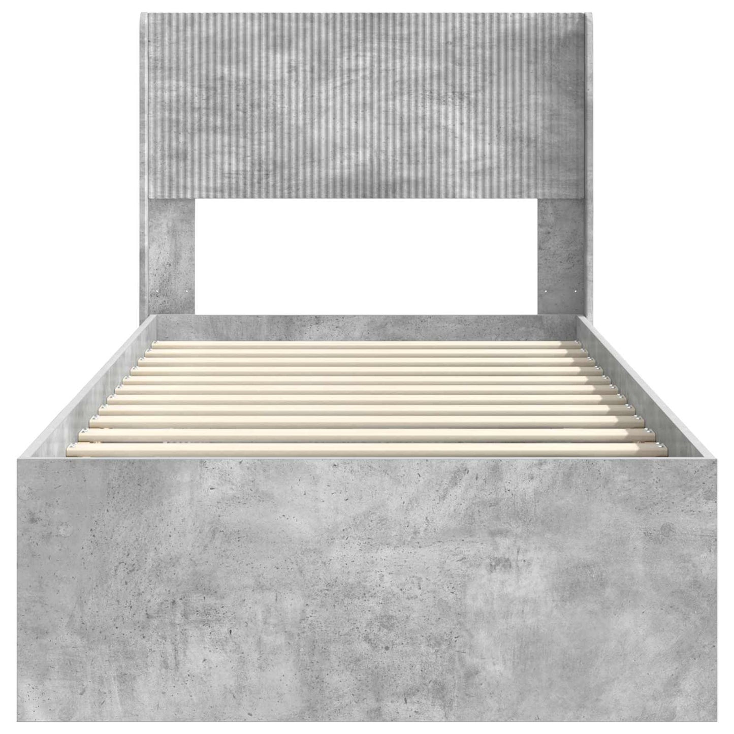 Sengramme med oppbevaring og hodegavl Betonggrå 90 x 200 cm